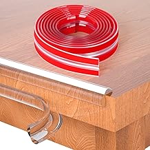 BIGIICO Baby Proofing Table Protection Strip Edge Safety Protector - Extra Soft Foam Strip with Corner Guards & Safety Bumper for Bed Side Tables, Office Table, Red Tape Sneakers for Man (5 Meter)