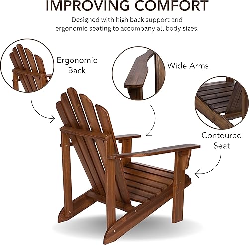 Miniatura 4 de Shine Company - Silla Westport de madera Adirondack, sillas para patio al aire libre con hoguera, respaldo y asiento preensamblados, roble