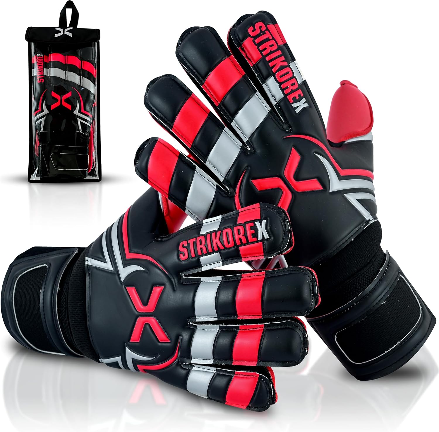 Goalie Gloves for Kids & Youth with 4mm Latex Palm, Strong Grip Adults & Boys Soccer Football Gloves with Fingers Save
