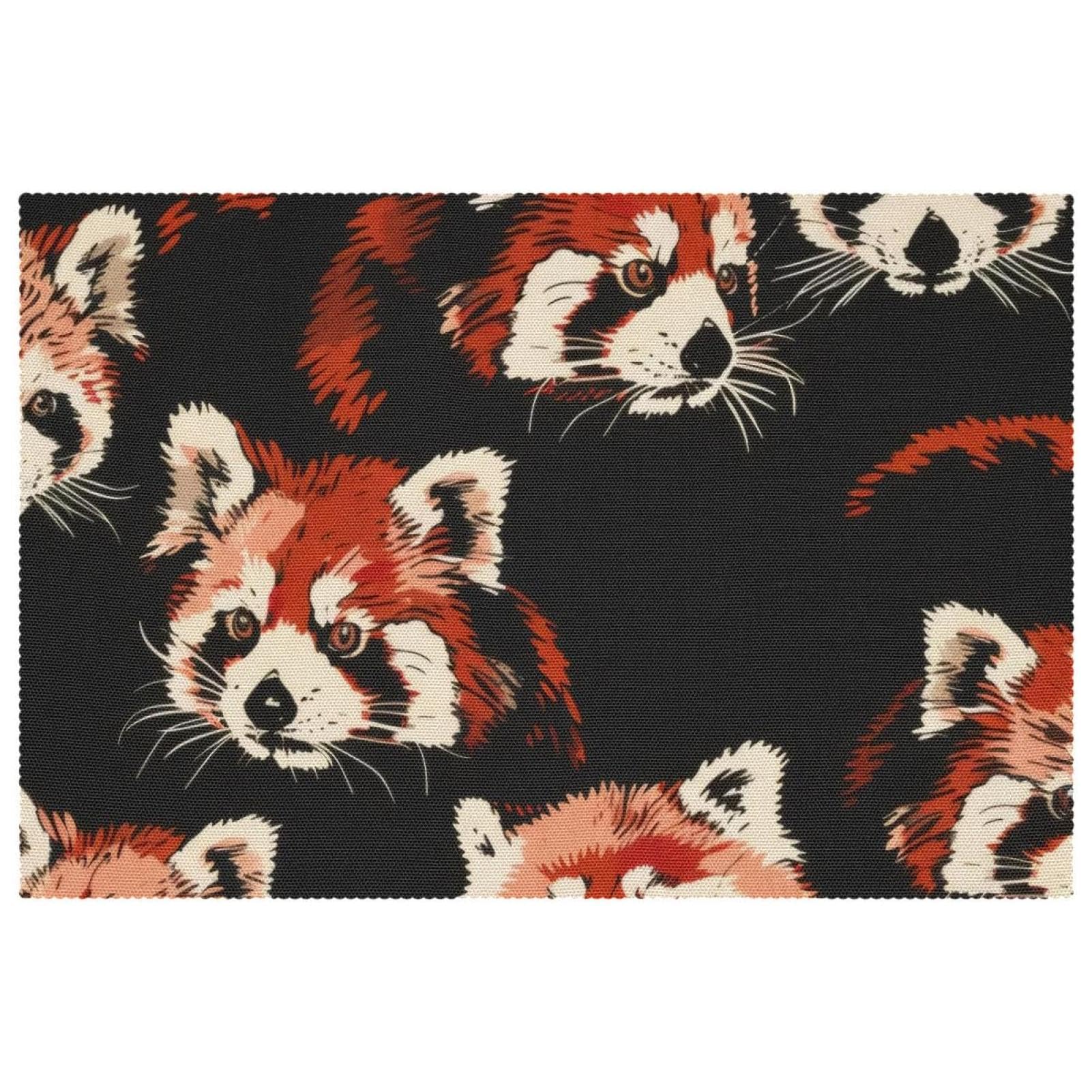Set de table thermorésistant motif panda rouge lot antidérapant de 6
