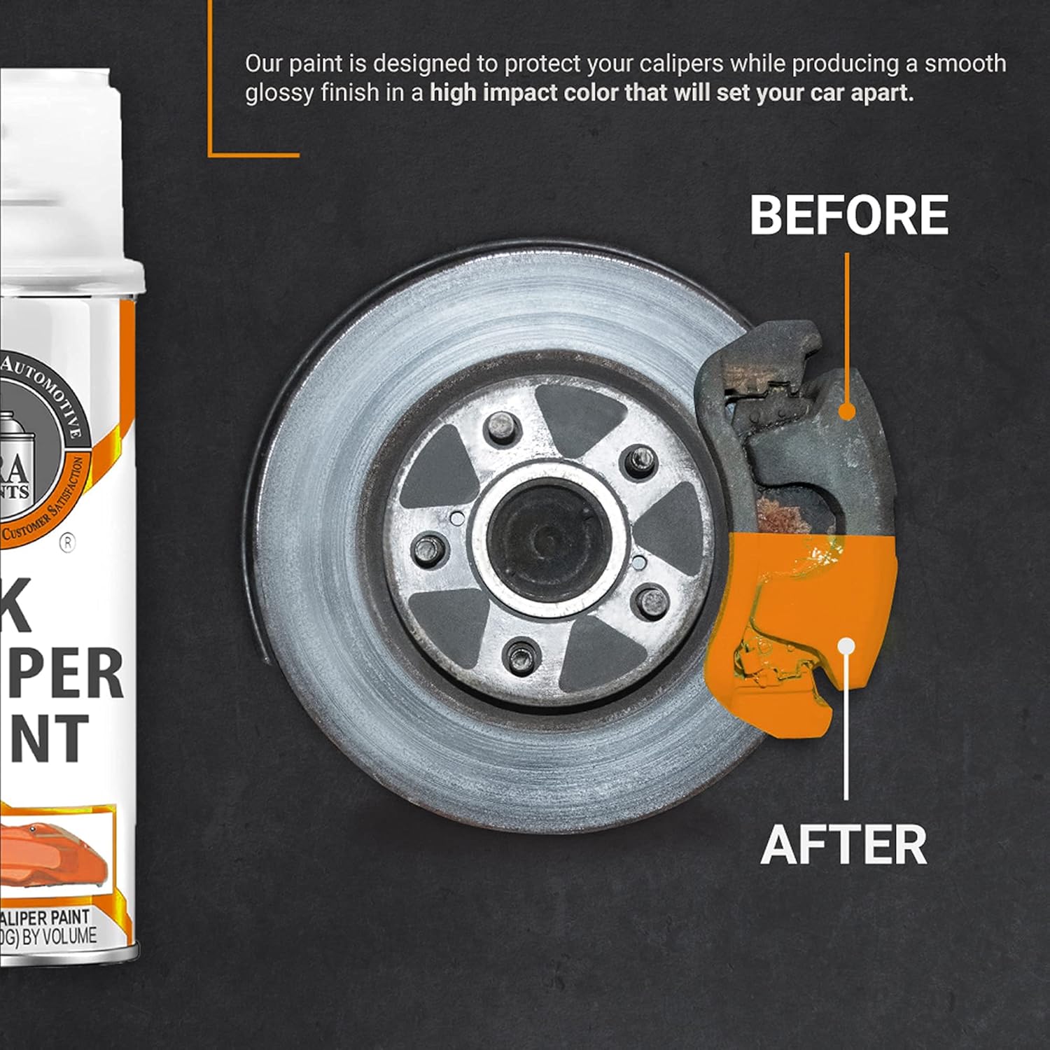 ERA Paints 2K Brake Caliper Spray Paint – Orange | High-Gloss Finish, 500°F Heat & Chemical Resistant | Chip-Resistant 12 oz Aerosol | Made in USA