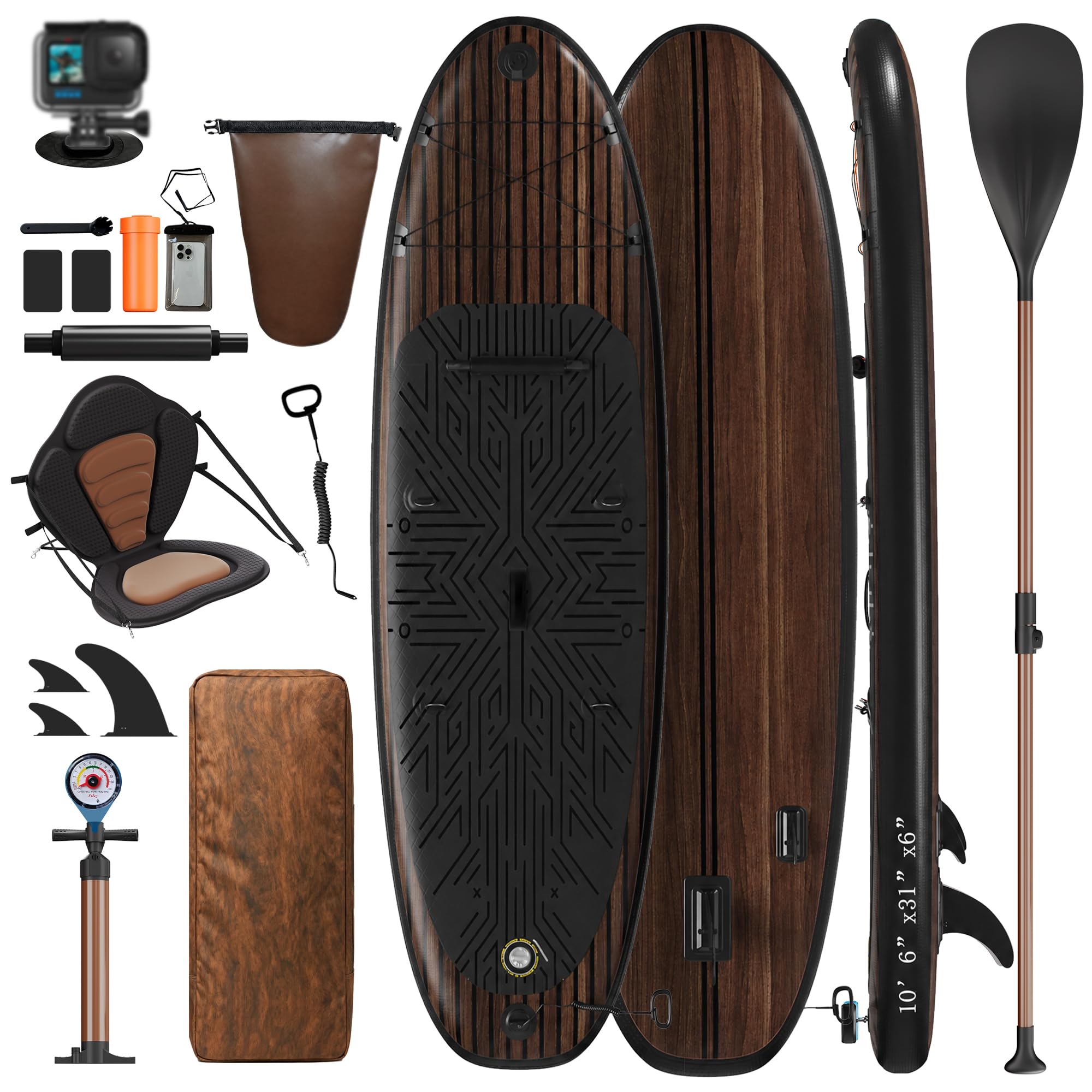 JUMMICO SUP Board Set Aufblasbar, Stand Up Paddling Board mit 2-in-1-Sup Paddel und Sitz. Geeignet zum Sitzen, Liegen. Standup Paddle Boards mit Kamerahalterung und Zubehörset, für Bequeme Nutzung.
