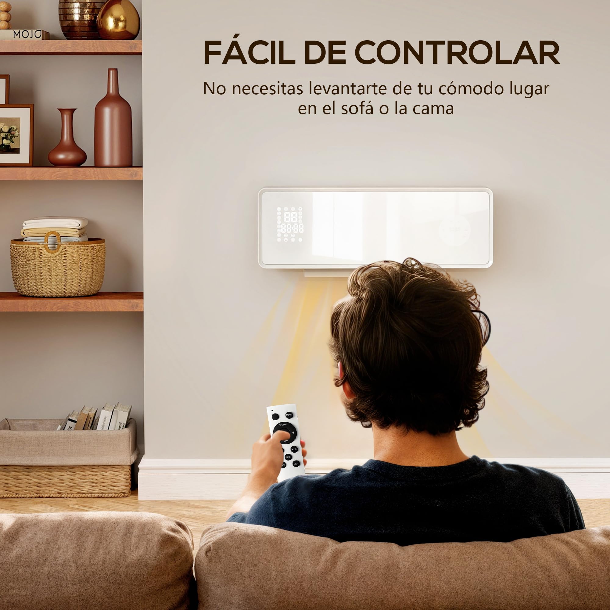 HOMCOM Calefactor Eléctrico Bajo Consumo Cerámico de Pared 2000W, 3 Modos