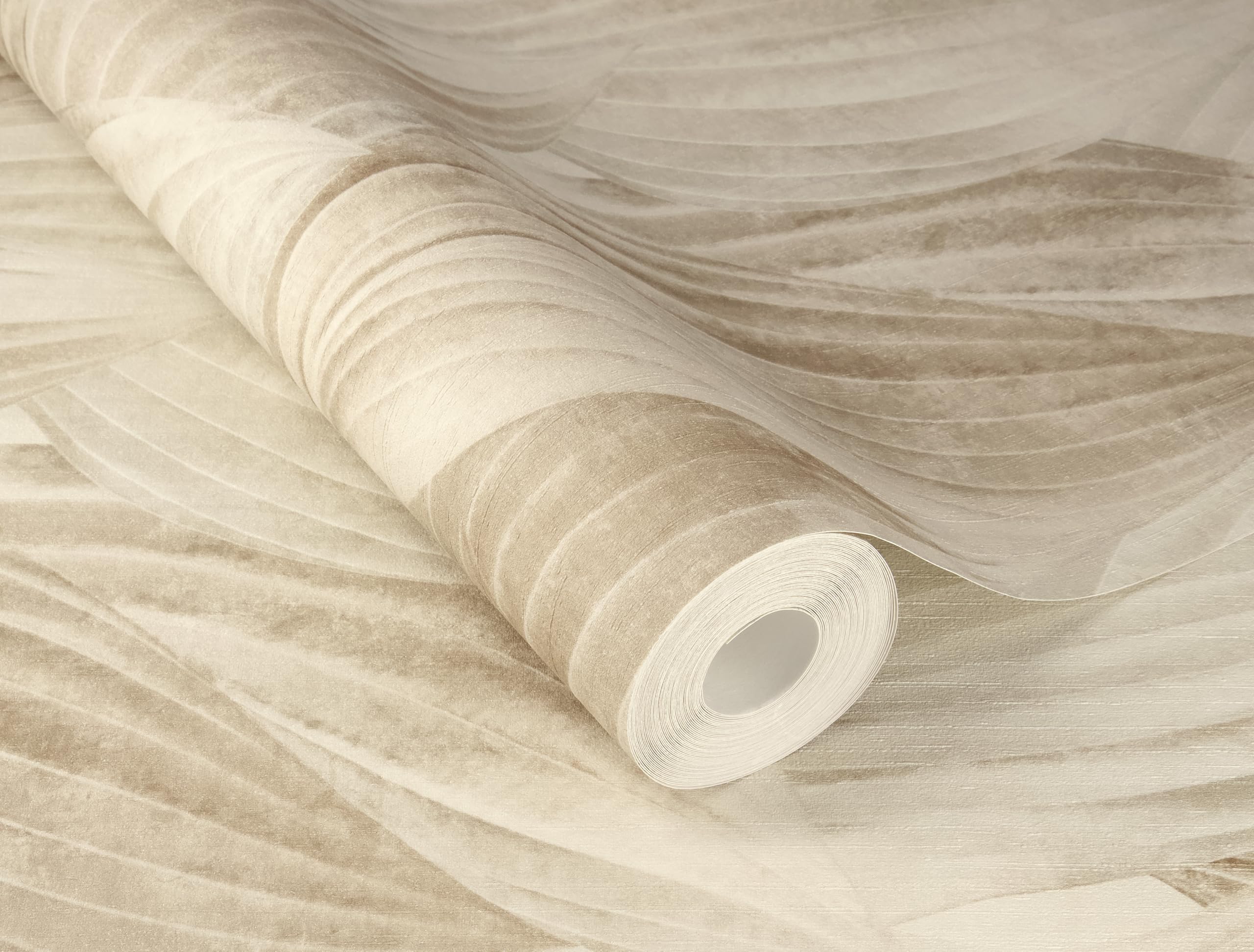 Rasch Carta da parati in tessuto non tessuto con motivo di foglie 'Back To Nature', moderna carta da parati in vinile, motivo foglie beige, per un'atmosfera esotica, robusta e lavabile, 10,05 m x 0,53