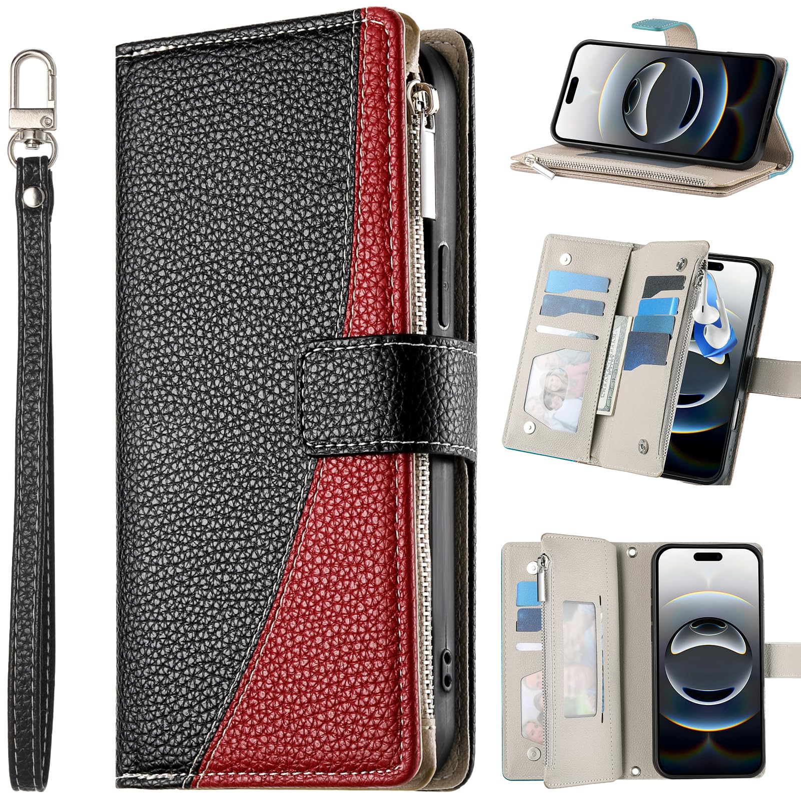 Coque Portefeuille Honor Magic7 Lite anti-chute à fermeture aimantée - 8