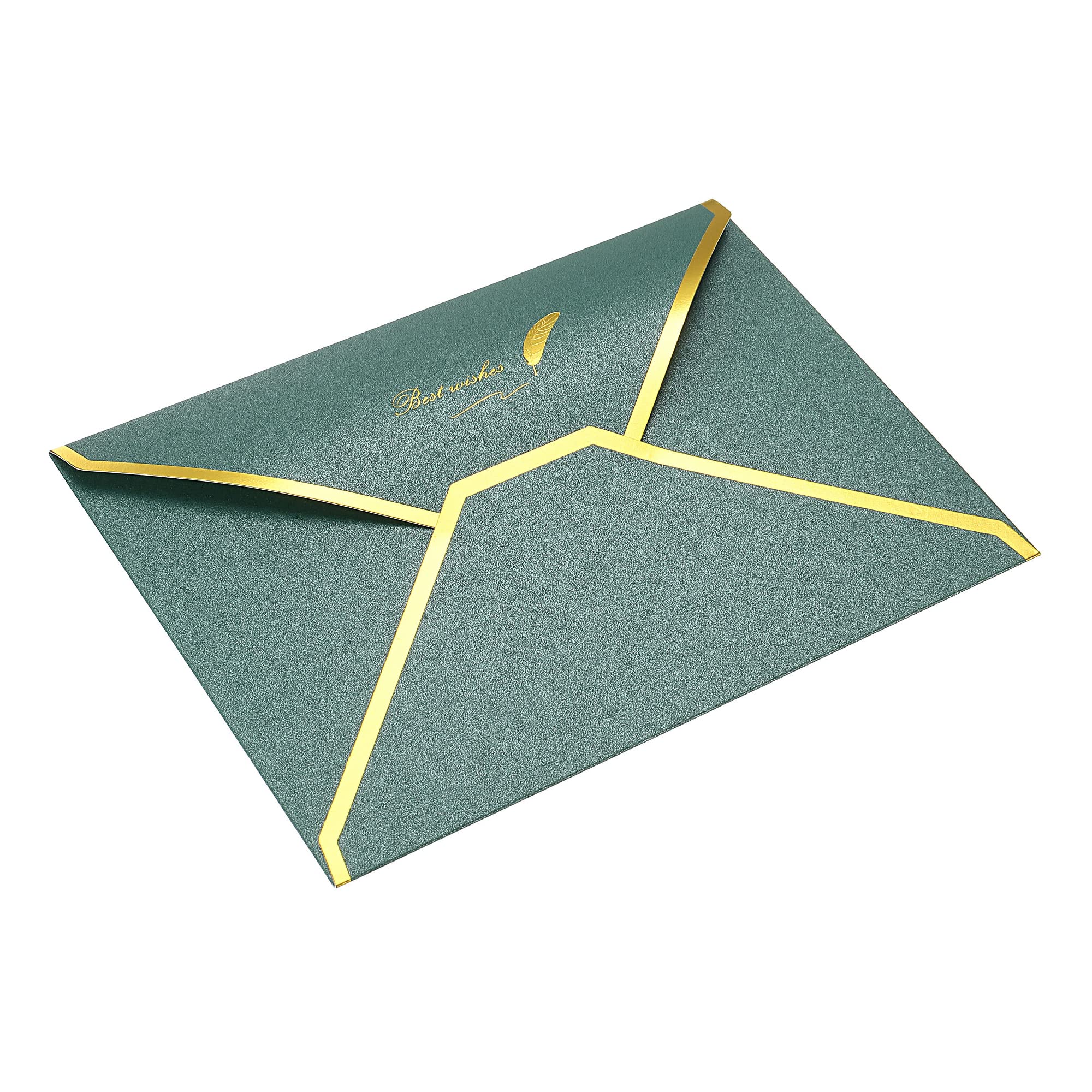 Luxury Stationery 200 Pack A7 Envelopes - Gold Border V Flap Design For ...