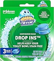 Scrubbing Bubbles Continuous Clean Toilet Tank Tablets - Automatic Drop-Ins for Stain, Limescale & Odor Control, Septic Safe, 3 Pack