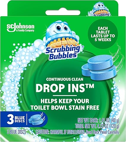 Scrubbing Bubbles Toilet Tablets, Continuous Clean Toilet Drop Ins, Helps Keep Toilet Stain Free and Helps Prevent Limescale Buildup, 3 Count, Pack Of 1