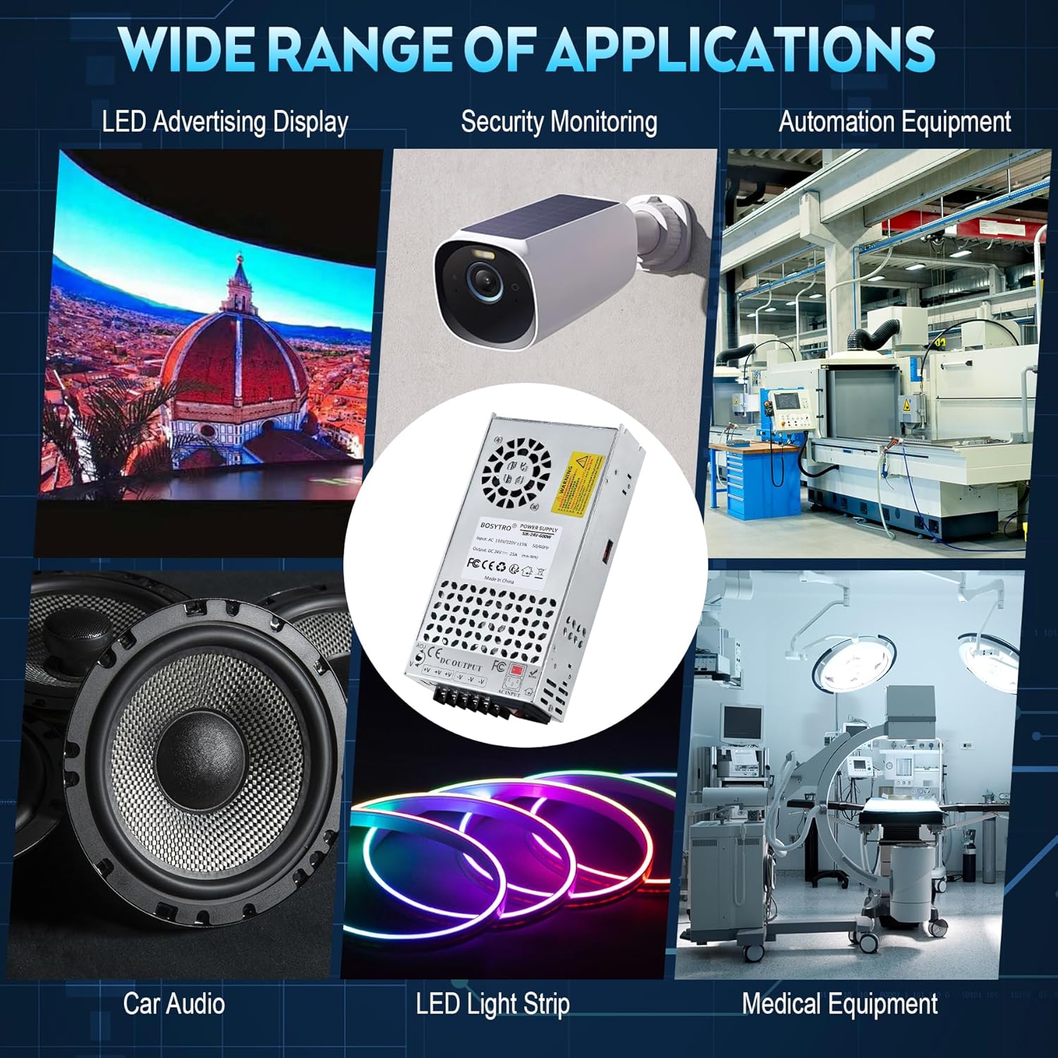 Upgraded Output Port 24V 25A 600W DC Switching Power Supply, Universal Transformers AC110V/220V (SMPS), 24 Volt Power Supply for 3D Printer, CCTV Camera Security System (Without Power Cord)