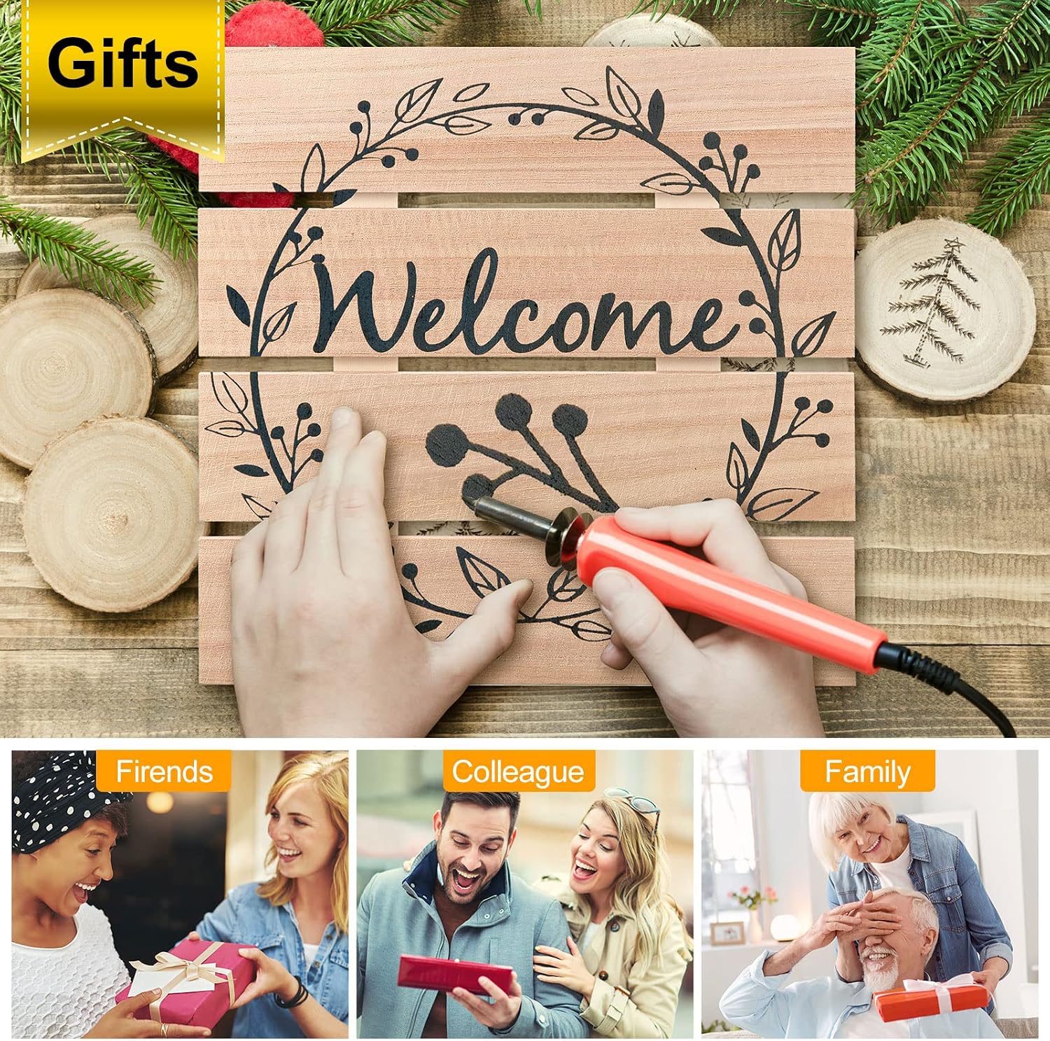 6 Pieces Unfinished Wood Pallet Sign Blank Wooden Hanging Plaque for Crafts, 9.8 x 9.8 Inch DIY Rustic Wooden Signs Decorative Slice Painting Plaque for Home Wall Shop Holiday Front Door Decorations