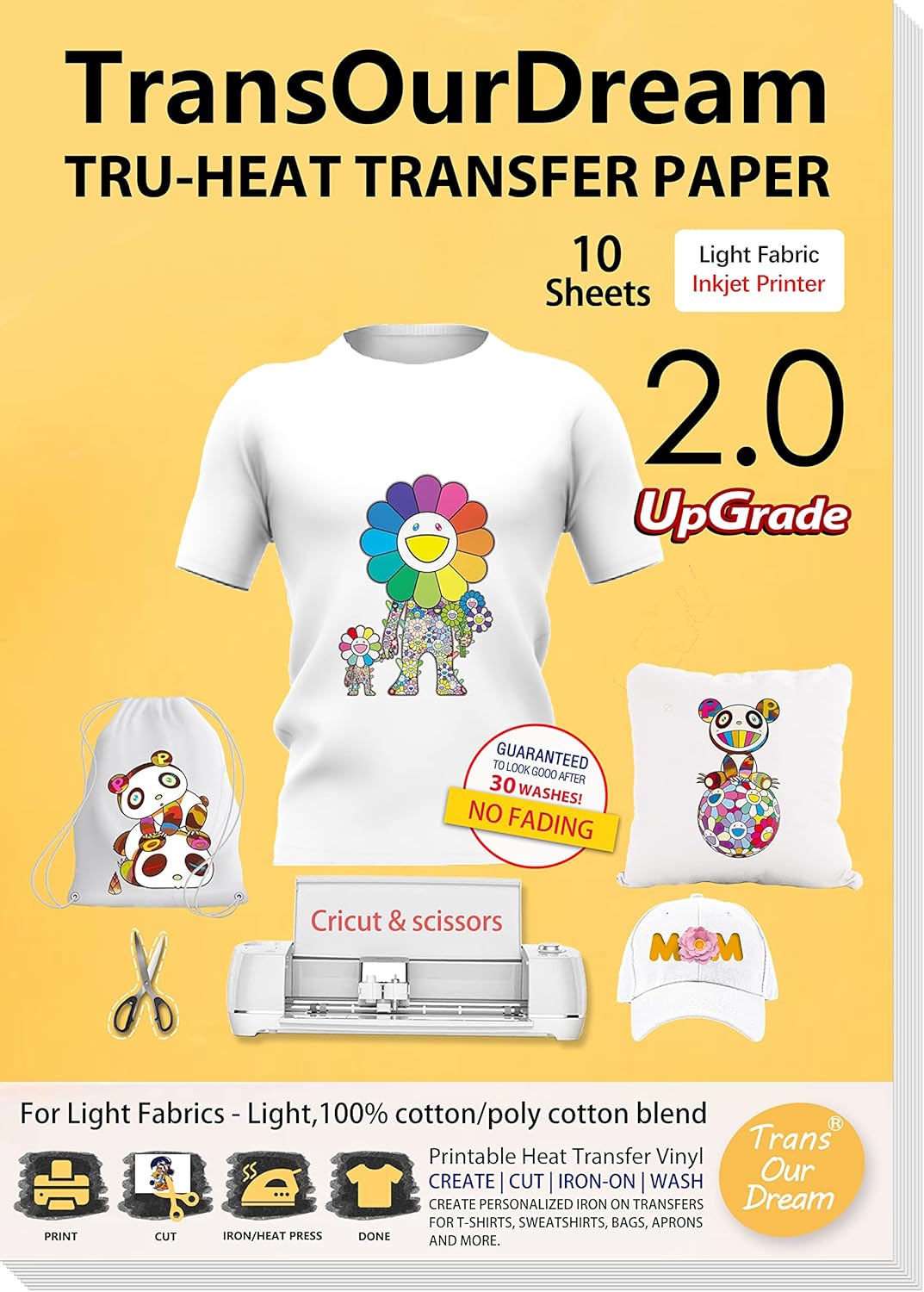 TransOurDream TruIron on Heat Transfer Paper for Light Fabric (10