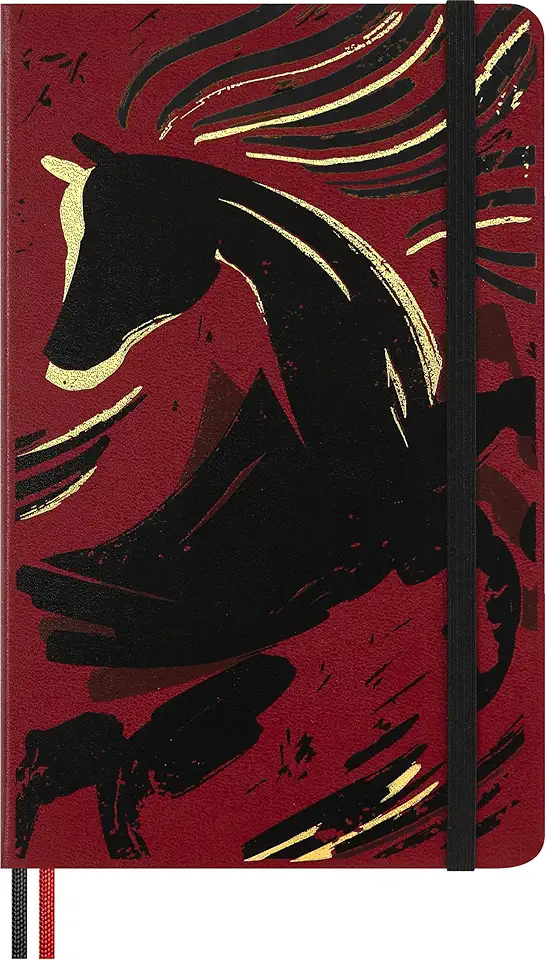 Moleskine Limited Edition Year of the Horse 2026 Woodcut Notebook, Hard Cover, Large (5" x 8.25") Ruled/Lined, Autumn Red, 176 pages