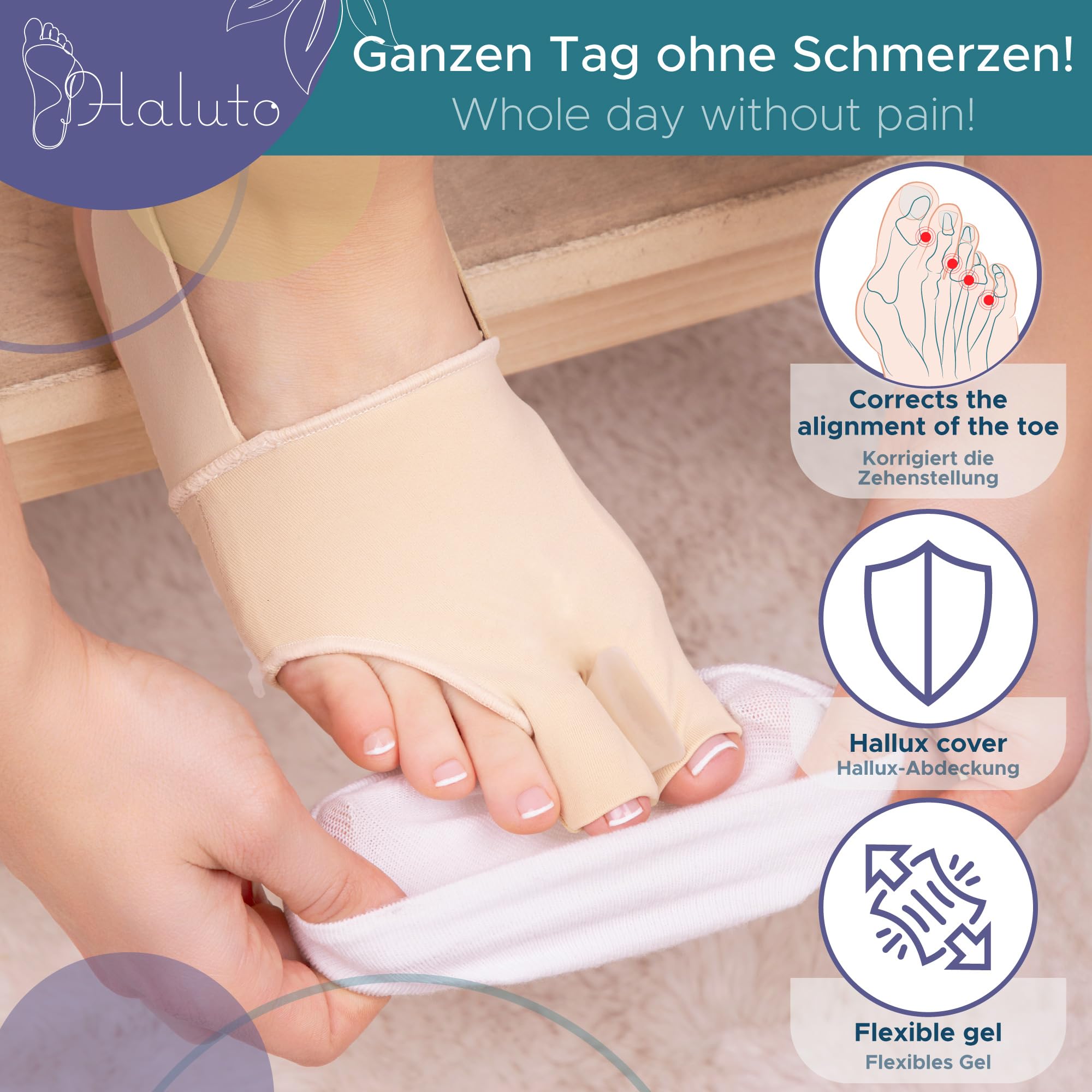 GGUFAY Hallux Valgus Socken - Korrektur Bandage Mit Silikon Pelotte