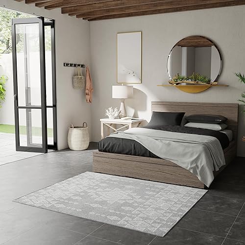 Rugs America Gallagher Collection GL50B Platinum Nova - Alfombra de área vintage de transición, 2 pies 6 pulgadas x 8 pies