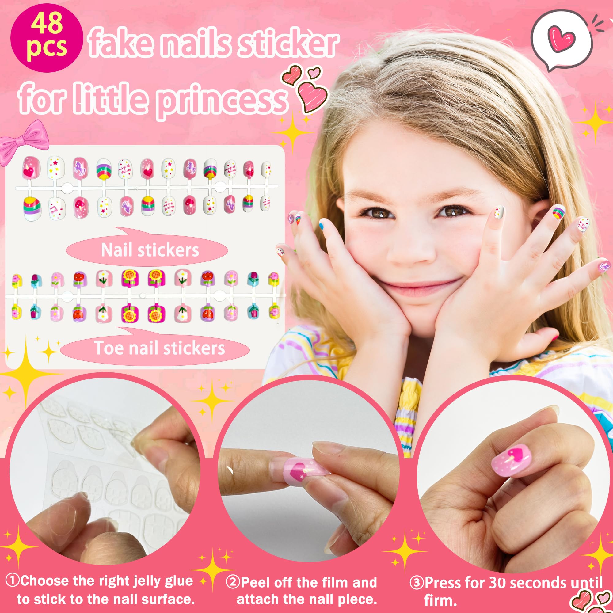 Lubibi Set Smalti Per Unghie Per Bambini, Con Essiccatore Per Smalti e Borsa Per Il Trucco Inclusi, Smalto Impermeabile, Atossico e Pelabile, Regali Di Compleanno Creativi Per Bambine Di 6 7 8 9 Anni
