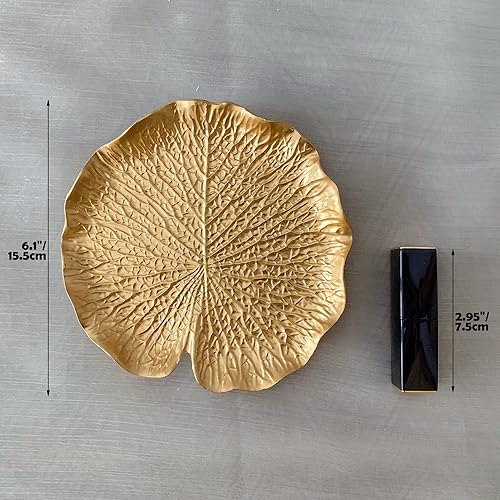 Miniatura 3 de Plato de Metal para Joyas, Pequeño Soporte para Anillos en Forma de Hoja Organizador de Joyas, Plato para Baratijas Bandeja de Tocador para Cómoda