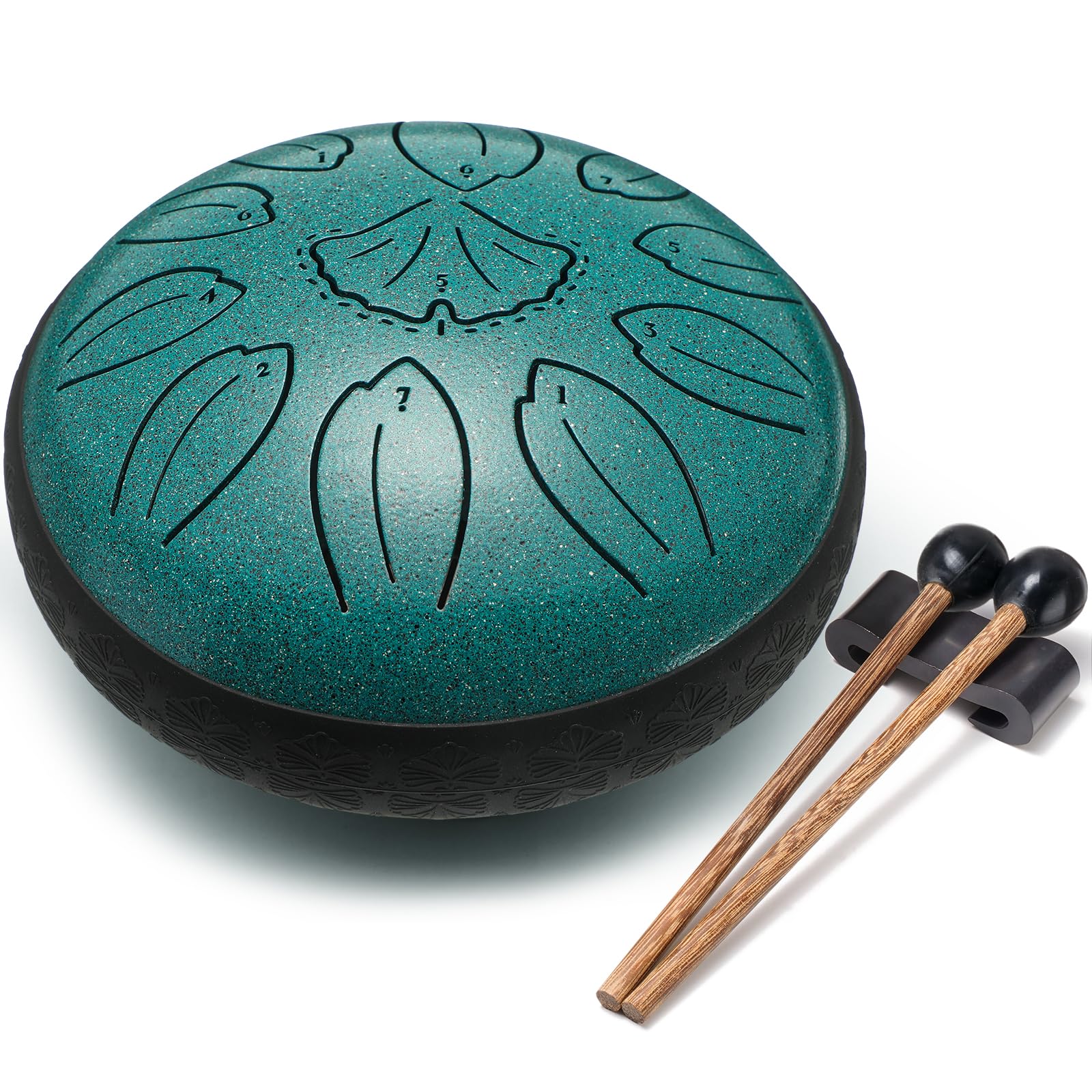 Lronbird Steel Tongue Drum Percussion, 6 Inch 11 Notes Musical Instruments with Music Book, Mallets, Carry Bag, Finger Picks, Gifts for Family Beginners & Adults (Malachite)
