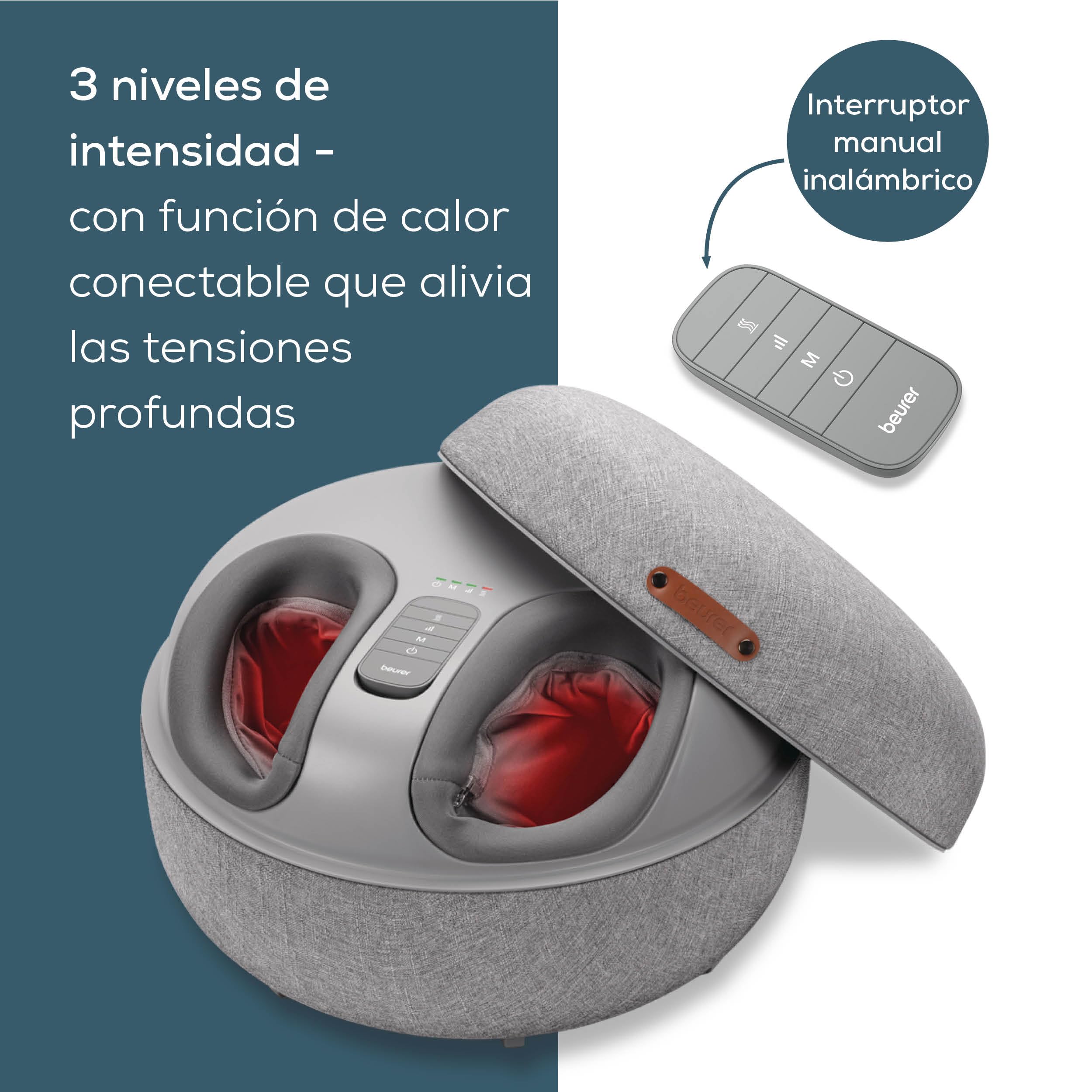 Beurer FM 120 Aparato de masaje Shiatsu de pies 2 en 1 y moderno taburete de asiento, masaje relajante por compresión de aire para relajación y regeneración, con función de calor conmutable