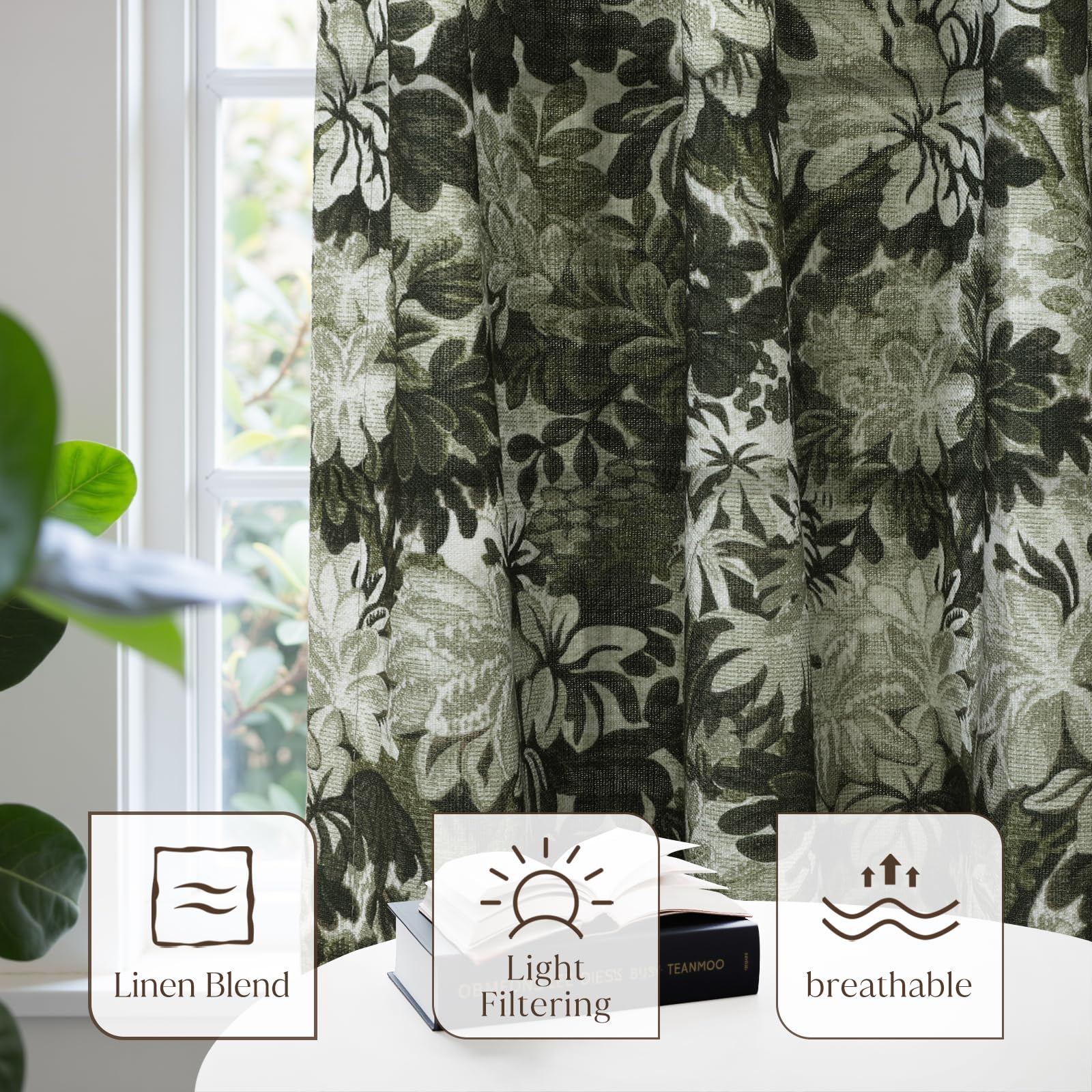 Amazon.com: TWOPAGES Floral Pinch Pleated Curtain 96 Inches Long