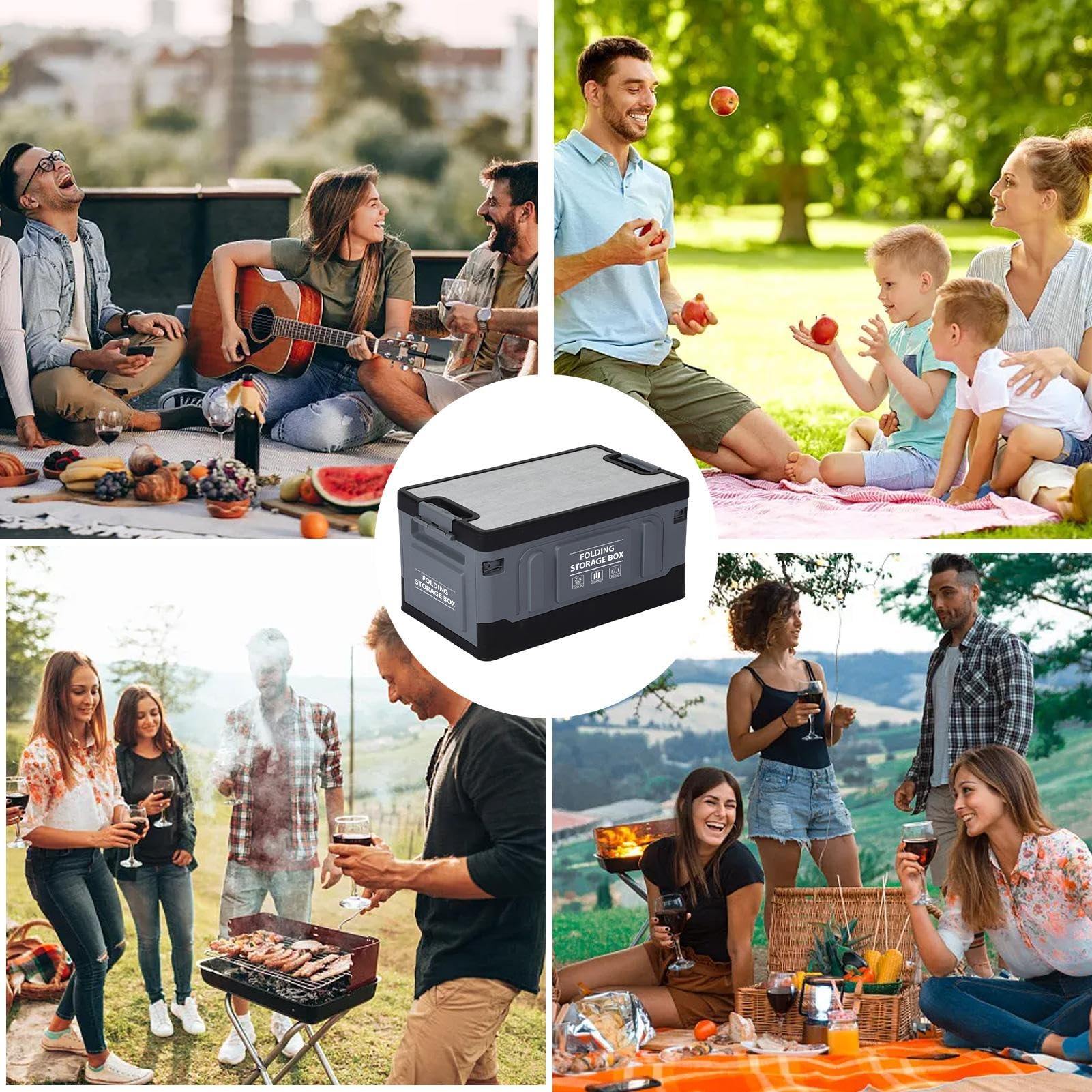 Caja de almacenamiento plegable para maletero, organizador de maletero, 60 L, impermeable, maletín plegable | Maletín de almacenamiento para viajes por carretera para herramientas de camping, ropa, | 60 L, impermeable, maletín plegable | Maletín de almace