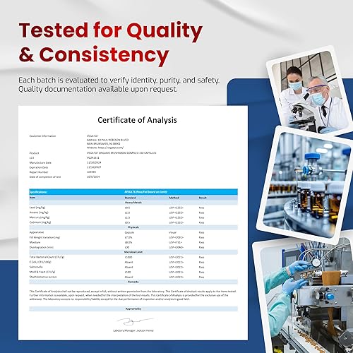 Miniatura 7 de Suplemento de hongos 10 en 1 de alta resistencia - Melena de león, Cordyceps, Reishi - Suplementos cerebrales para memoria y concentración.