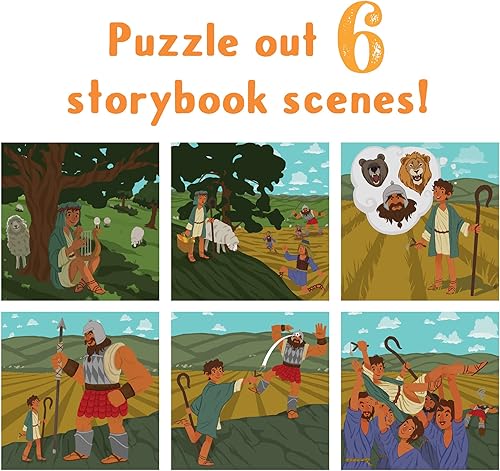 Miniatura 3 de Rompecabezas de historias bíblicas para niños pequeños (David y Goliat), rompecabezas de madera con mini libros cristianos para bebés y juego de