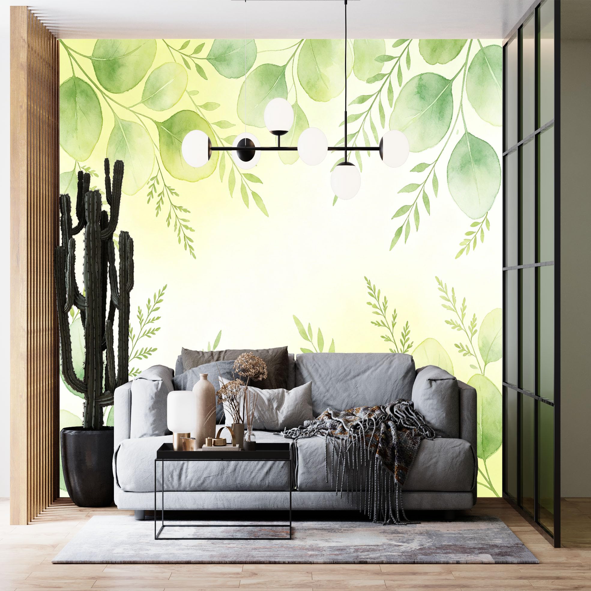 Papier peint aquarelle vert tapissant adhésif grand format 600cm