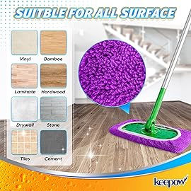 KEEPOW Reusable Microfiber Mop Pads for Swiffer Sweeper Mop, Washable Wet Pad Refills for Wet & Dry Use, Microfiber Dry Sweeping Cloths for Hardwood Floor Cleaning, 10 Pack (Mop is Not Included)