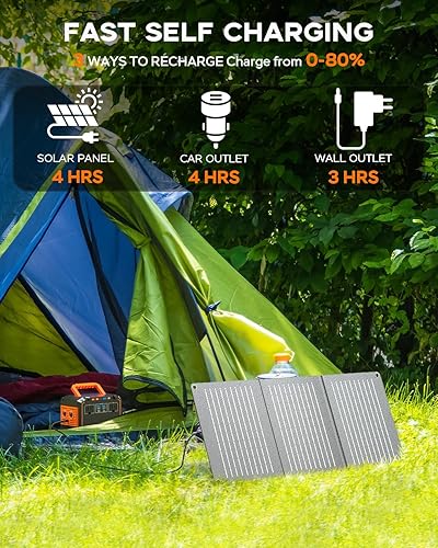 Miniatura 3 de MARBERO Generador solar de pico de 150 W con panel solar de 30 W, estación de energía portátil de 111 Wh, banco de energía de 110 V con salida de CA