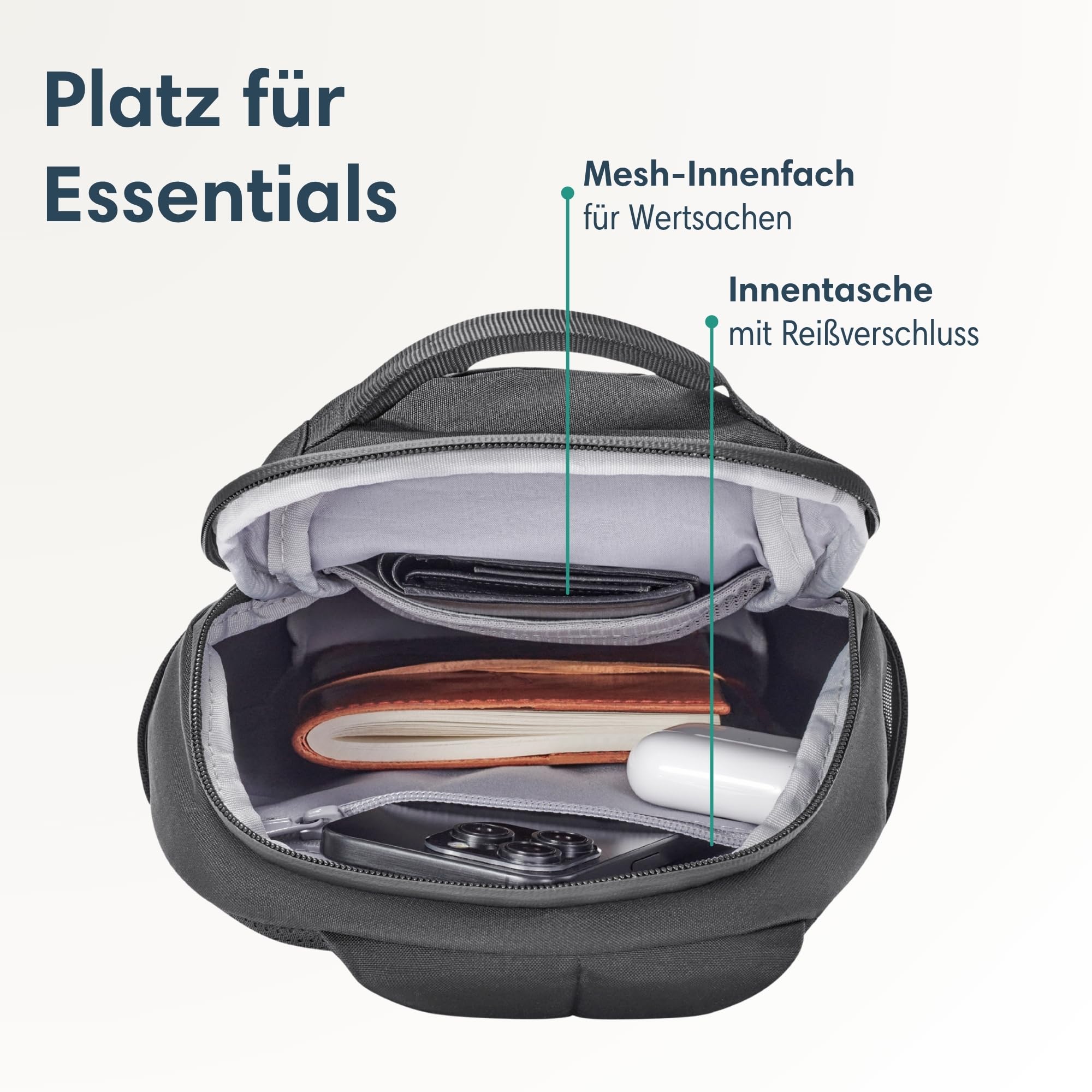 LARKSON Sling Bag Herren & Damen Schwarz - Klint - Funktionale Crossbody Schultertasche für Wandern Outdoor Fahrrad - 4 Liter Volumen - Wasserabweisend & Wasserfester Reißverschluss