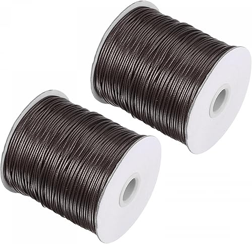 uxcell 2 cuerdas de poliéster encerado de 0.059 pulgadas (518.4 ft) (172 yardas), cuerda de manualidades para hacer joyas, pulseras, collares,