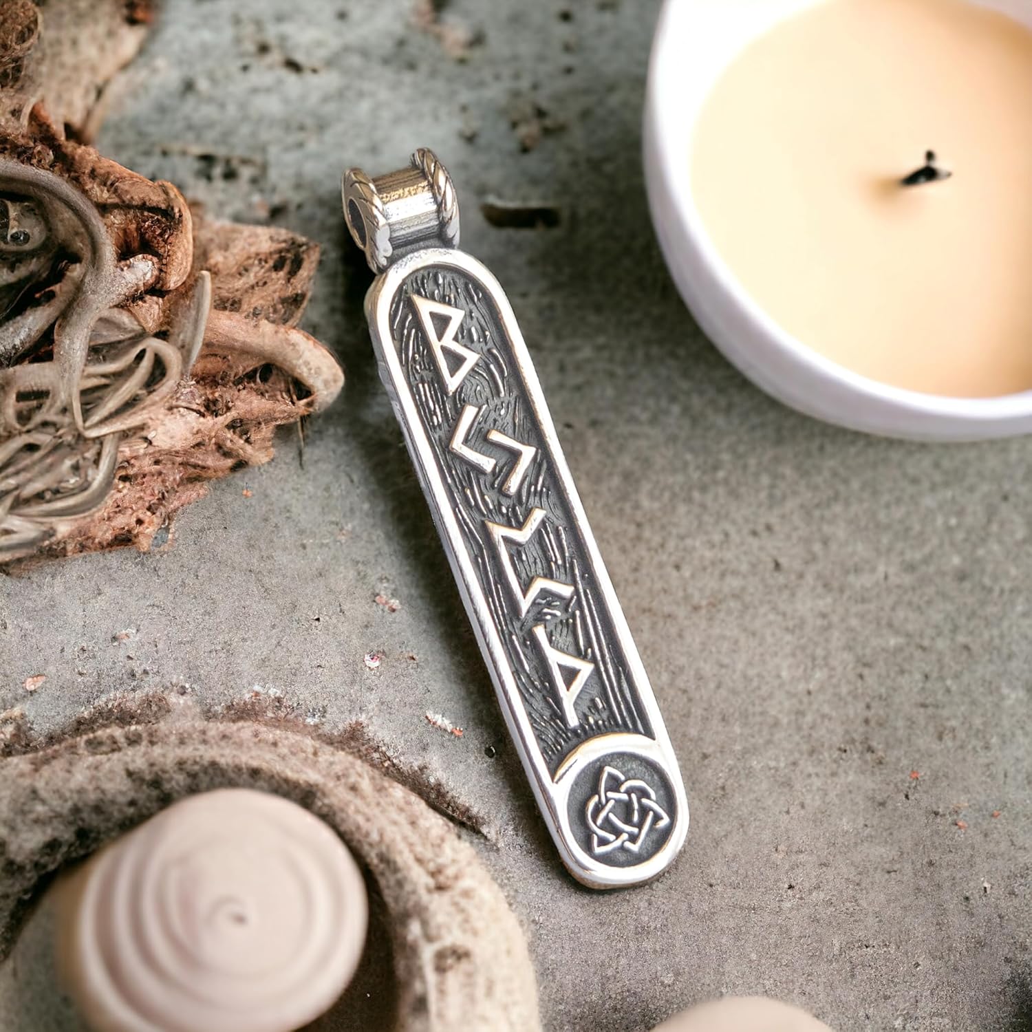 Viking Rune Formula Pendant Necklace for Men Women - 925 Sterling Silver - Norse Nordic Celtic Jewelry - Runes Protection Amulet - Matching Necklaces for Couples - Handmade