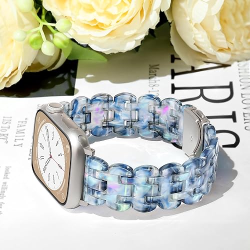 Miniatura 185 de Lightweight Resin Band For Apple Watch Series 11 10 SE 9 8 7 6 5 4 3 2 1 Ultra 3 2, Fashion Adjustable Replacement Strap for iWatch Bands 38mm 40mm