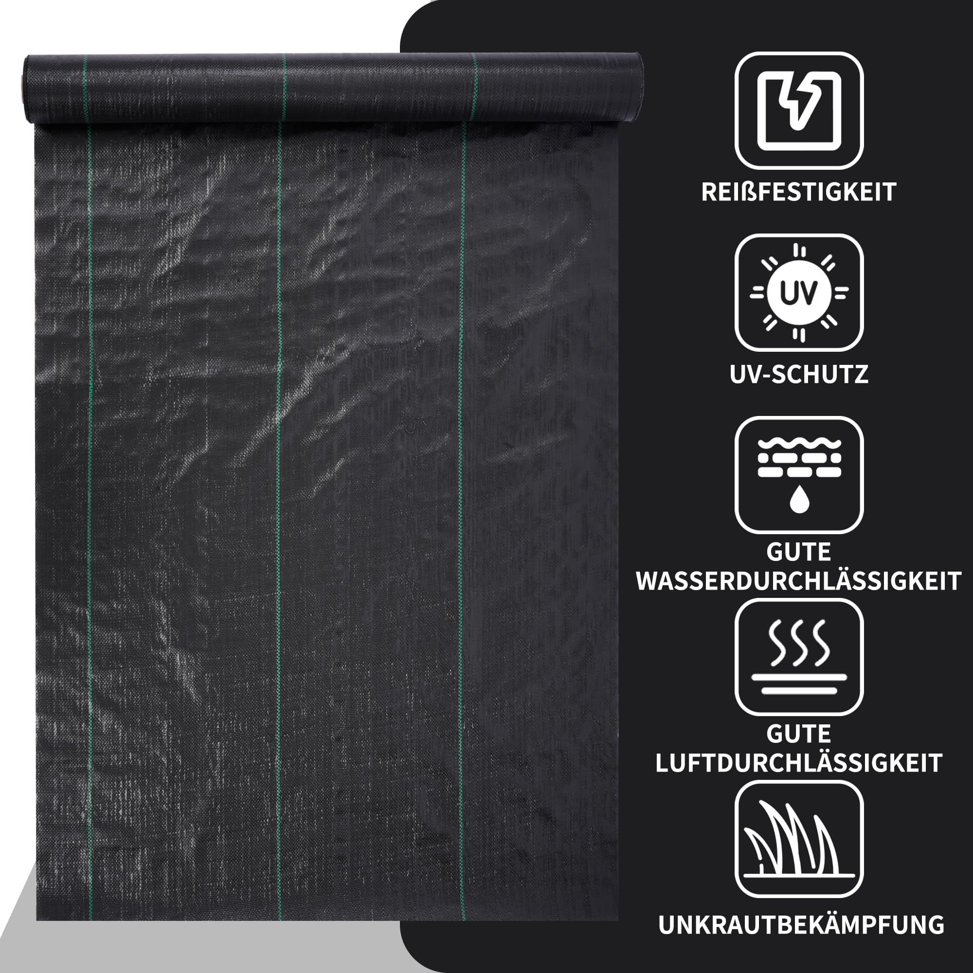Nisorpa 200m² Unkrautfolie, 90 g/m² Unkrautvlies Wasserdurchlässig und Reißfestes, Anti-Unkrautgewebe mit Hohe UV-Stabilisierung, Unkrautschutzgewebe für Garten（2x100m）