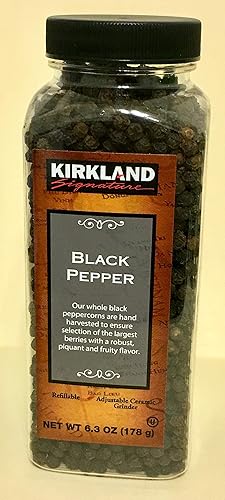 Kirkland Signature Black Pepper OU Kosher certificado, 2 botellas de 6.3 onzas en total de 12.6 onzas, 12.56 oz