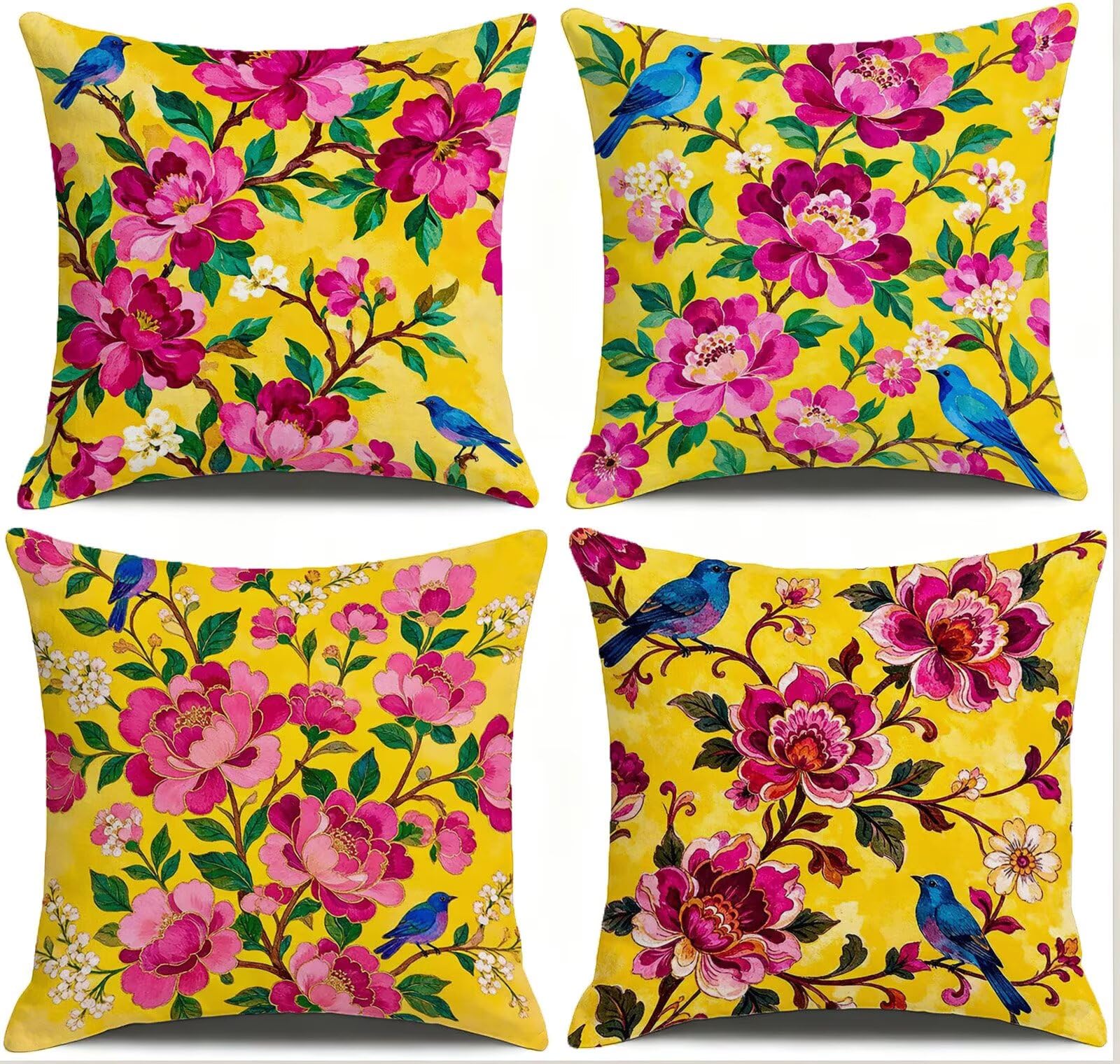 Cojines Exterior Amarillo Funda Almohada 45x45cm Juego de 4, Cod-460