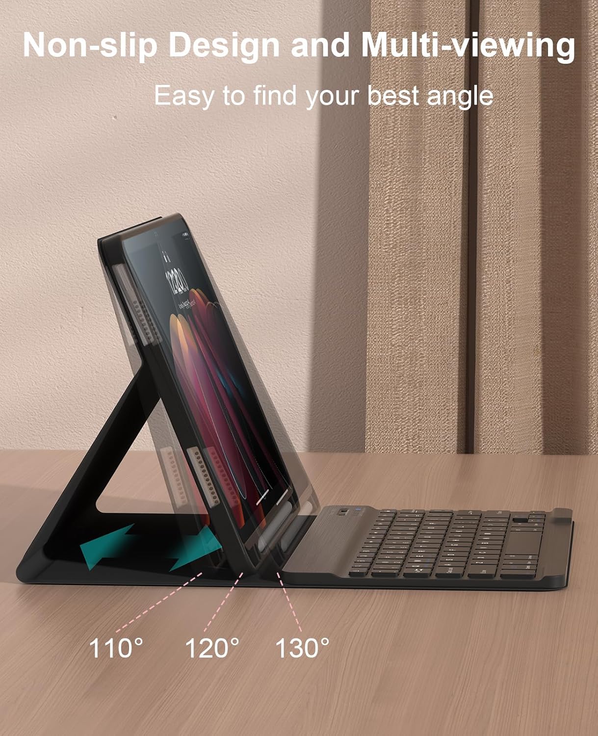 for iPad 11th(A16,2025) 10th Generation Case with Keyboard 10.9 inch Wireless Detachable Folio Keyboard Cover with Pencil Holder for New iPad 10th Gen 2022 (Black)
