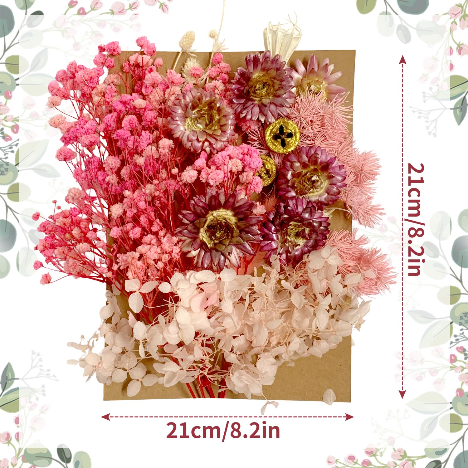 Dried Flowers, Pressed Flowers Dry Flowers Dried Flowers Crafts for Diy Arts Resin Scrapbooking Jewelry Making Floral Decorations(Pink) - Image 2