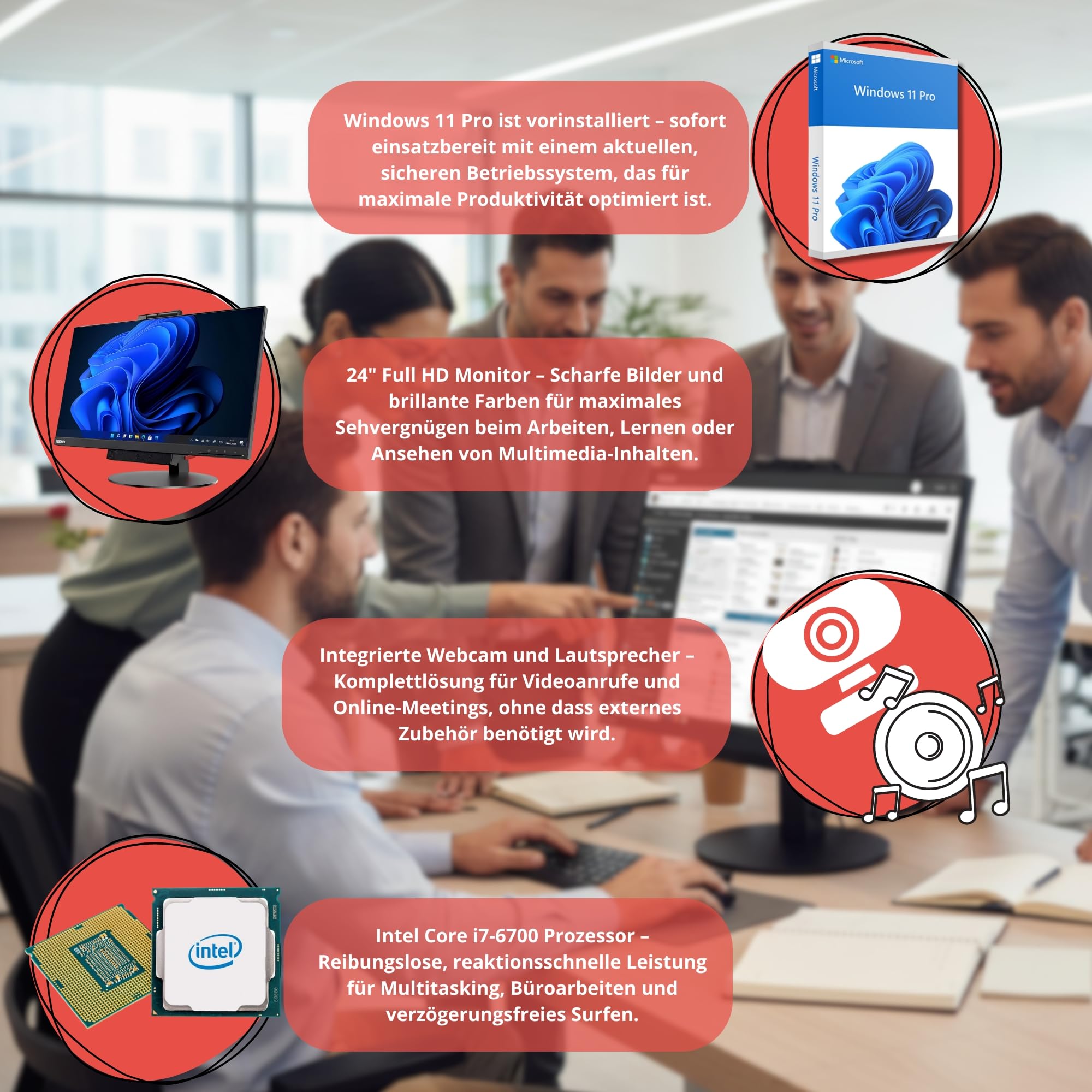 Lenovo All-in-One ThinkCentre TIO24 24″ Full HD | Intel Core i7 fino a 3.60 Ghz | 16 GB | 512 GB SSD | Webcam Win 11 Pro 36 Monate Garantie Office e Business (Generalüberholt)