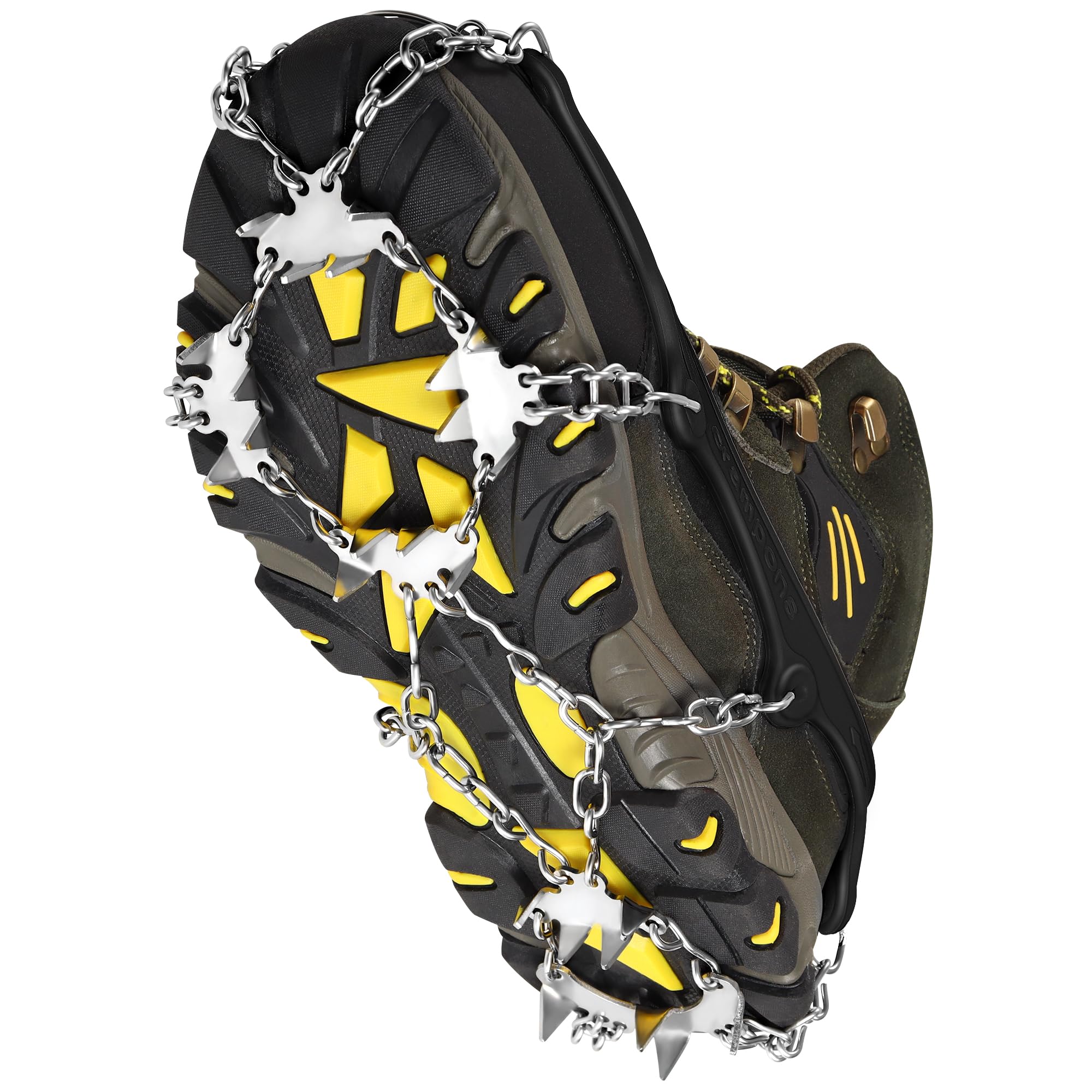 Crampons Antidérapent, 24 Dents Crampons en Acier Inoxydable pour Alpinisme Marche Randonnée Jogging Escalade sur Neige Glace