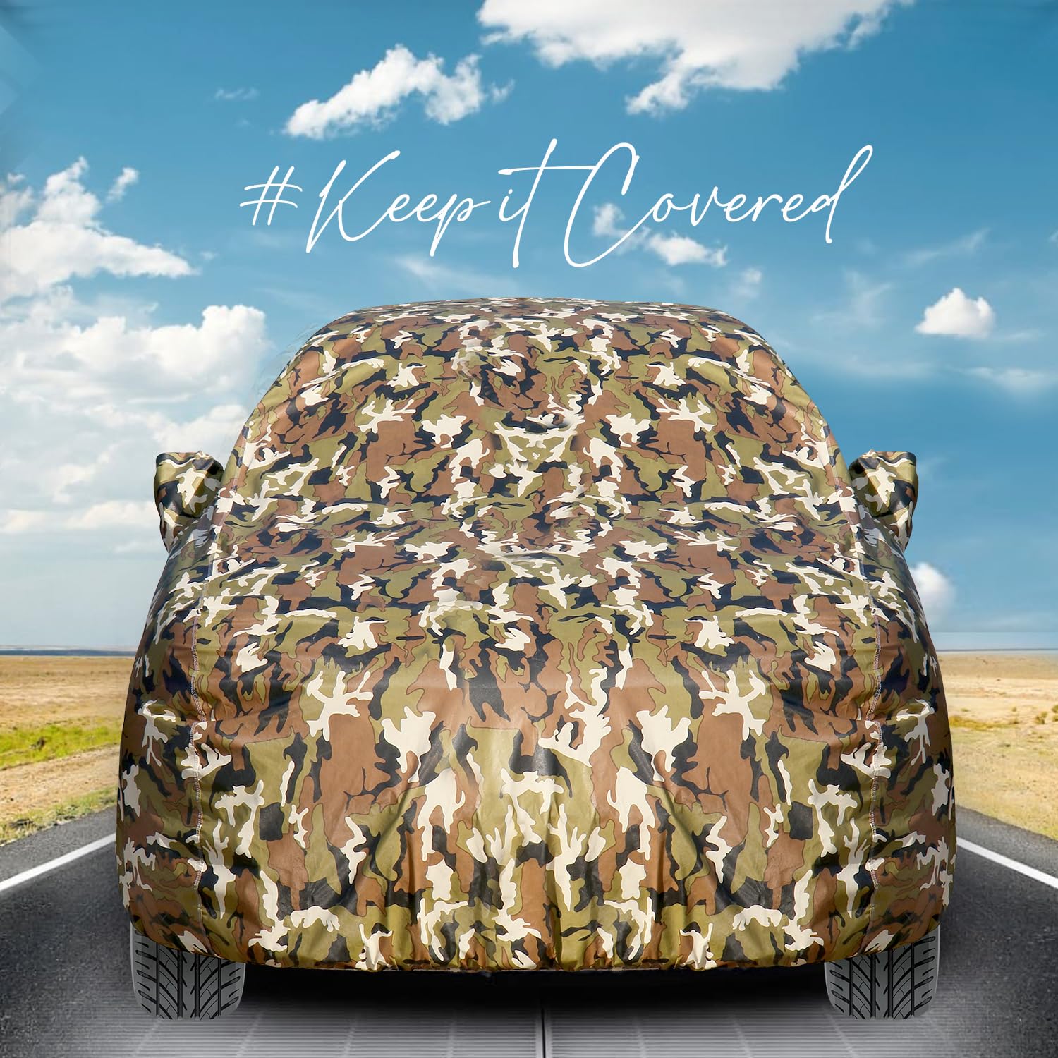 Pivalo Car Body Cover for Kia Carens All Model & Years (2022-2025) 100% Waterproof with Mirror Pockets, Triple Stitched Dustproof Heat Resistant UV Protection (Military/Jungle/Camouflage) - Image 5 thumbnail