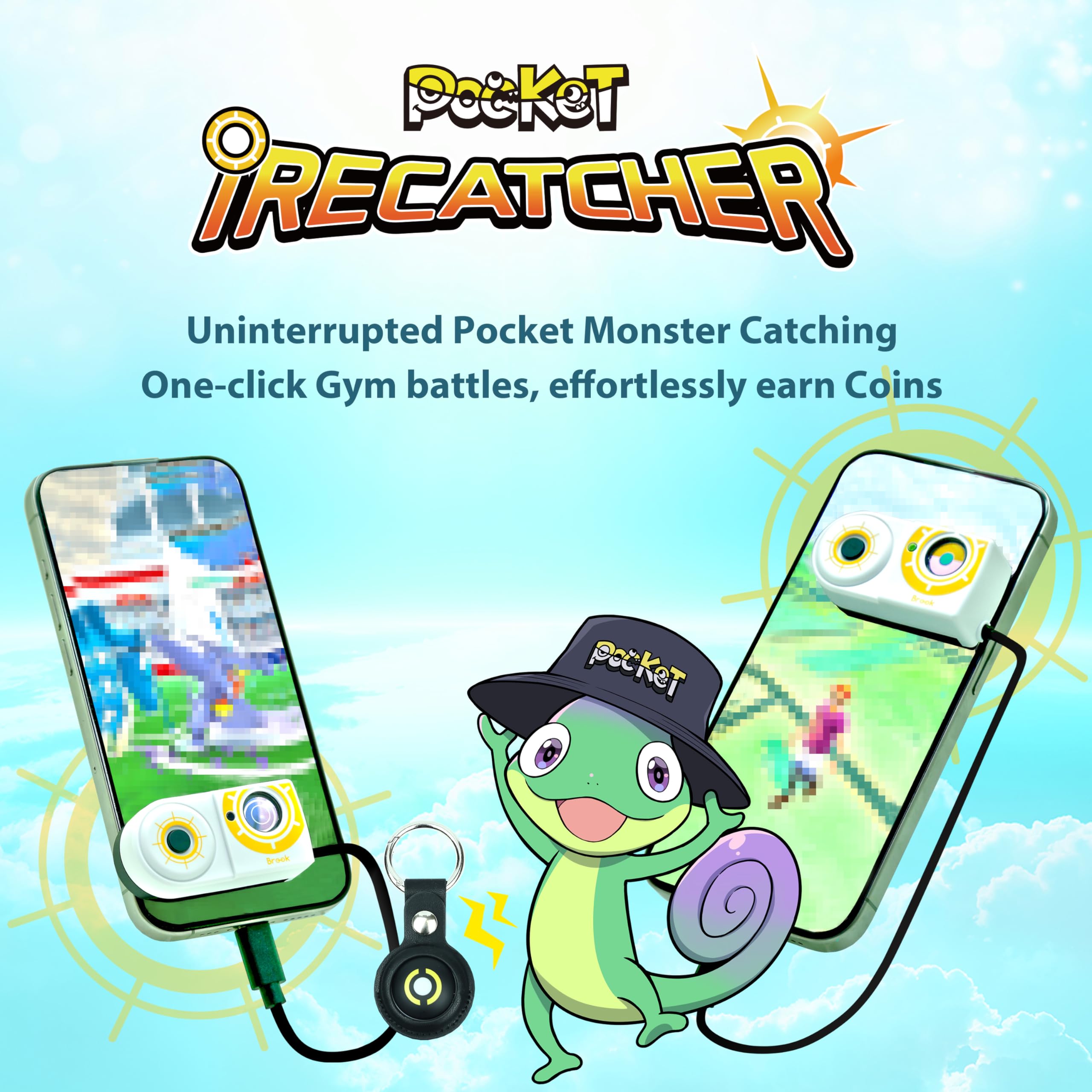 Brook Pocket iRecatcher, On Your Auto Catch Journey, Pocket iRecatcher is Your Ultimate Companion, Auto Tap and Auto Catch Pocket Monster, Auto Catcher Accessory, Medium, White