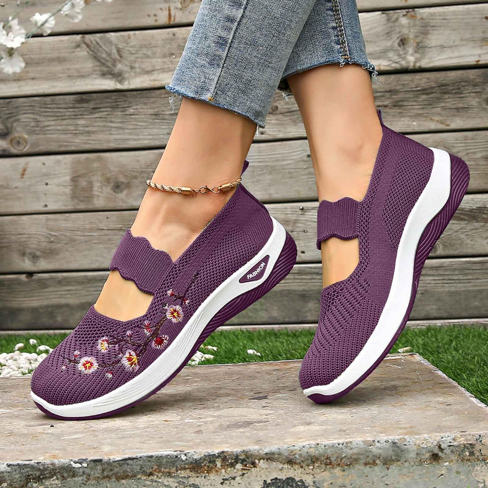 Chaussure Orthopedique Femme a Enfiler Confort Chic Chaussures Printemps Marche Basket Sneakers sans Lacet Confortable Shoes Pied Large Ete Basquette Fitness Hallux Valgus Sandales