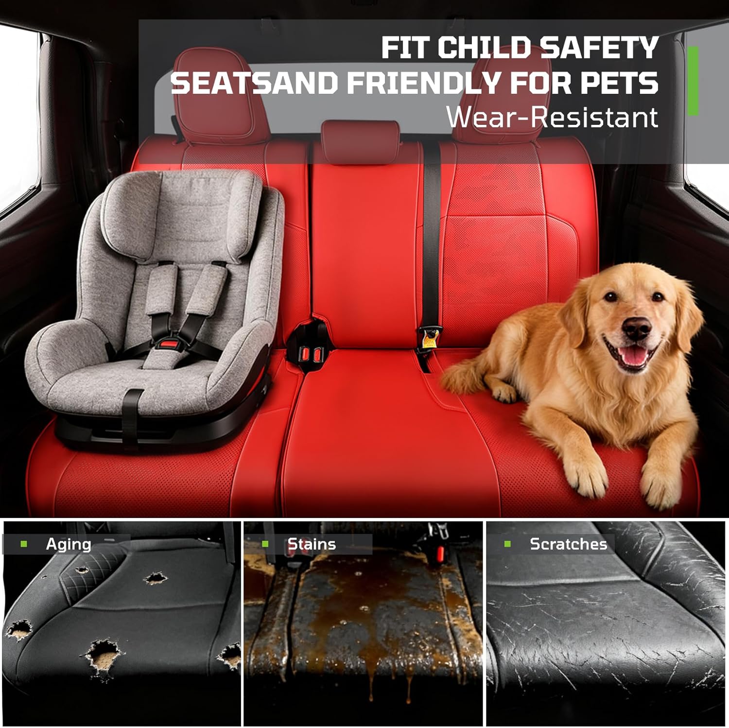 Fit for Tacoma 2024-2026 Car Seat Covers,Custom Car Seat Covers Full Set-5 Seat Car Seat Protector,Waterproof Comfortable Luxury Leather Seat Covers-Full Coverage Automotive Seat Covers Design(Red)