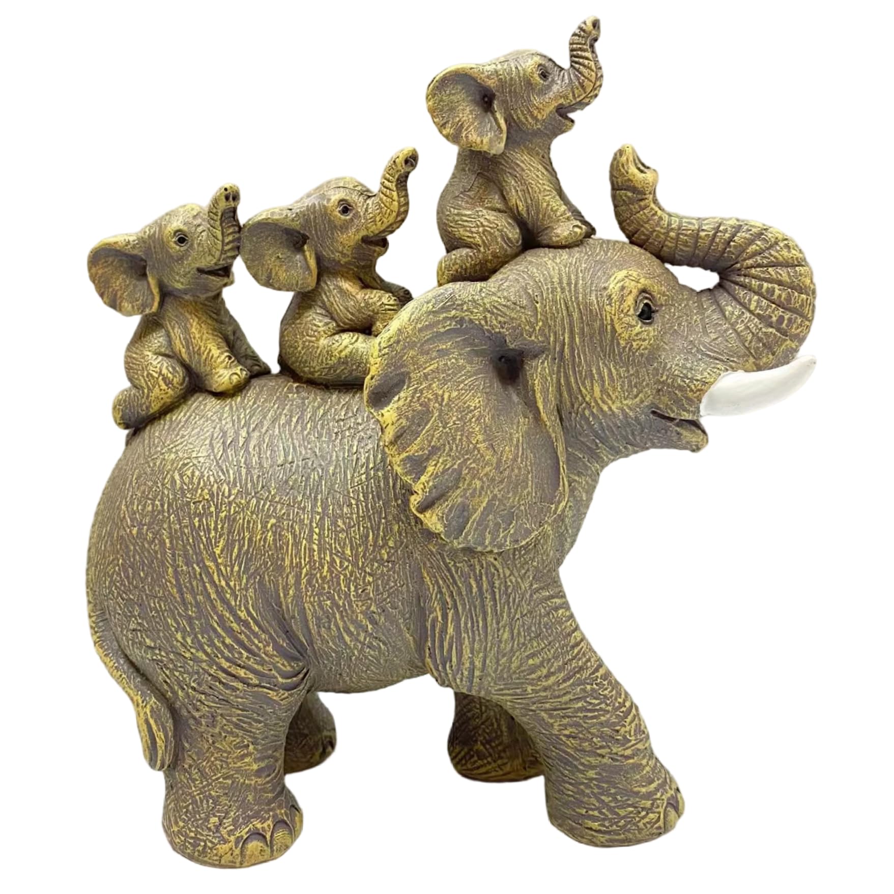 Figurine d'éléphant jaune Gcroet en résine sculptée à la main pour salon