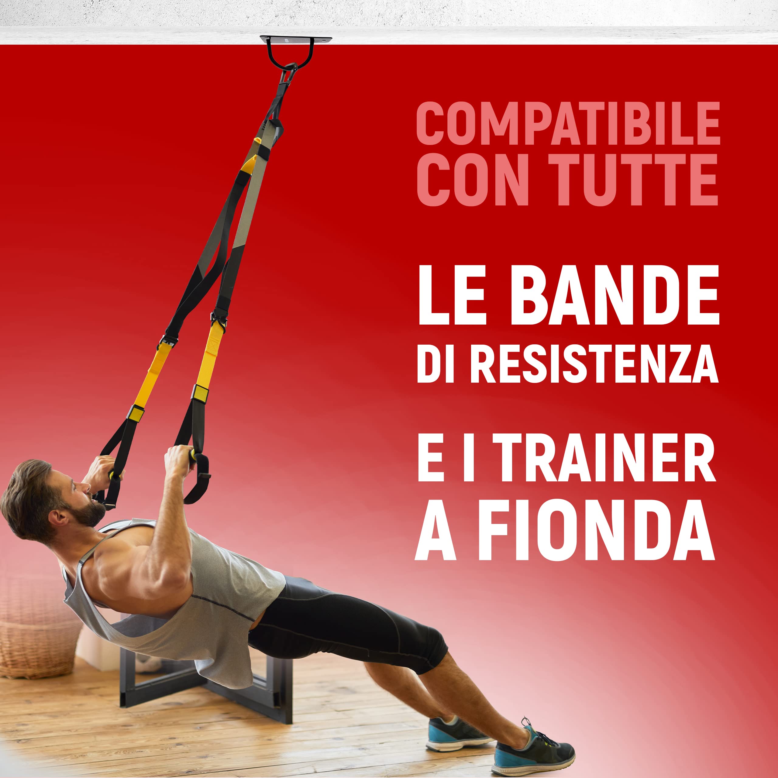 NEOLYMP Gancio Fitness in Acciaio Inox caricabile Fino a 200 kg – Gancio Sacco da Boxe Gancio soffitto TRX Suspension Training Staffa Sacco Boxe Piastra Fissaggio Staffa per Sacco da Box Ancoraggio