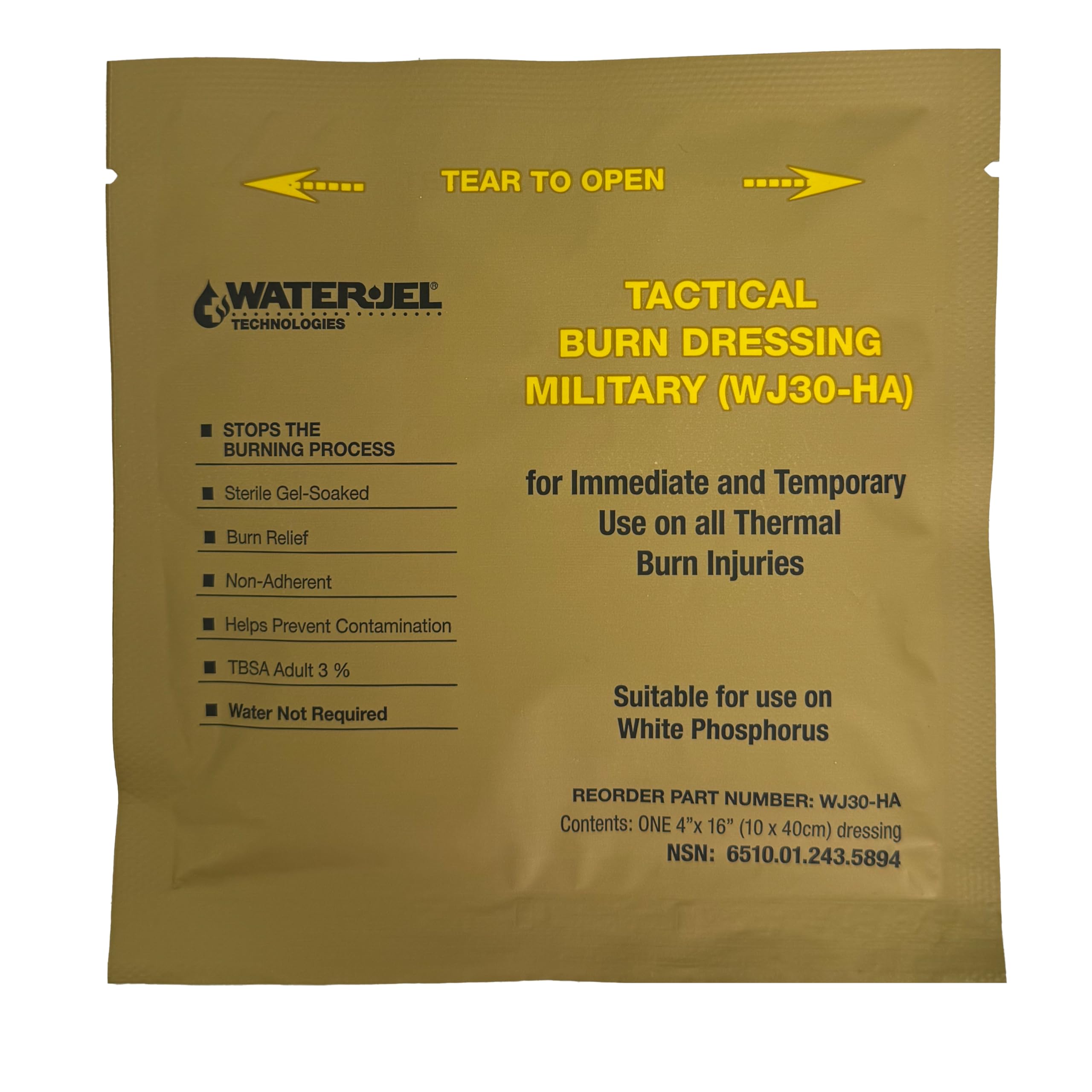 Water-JEL Military Burn Dressing 4" X 16"