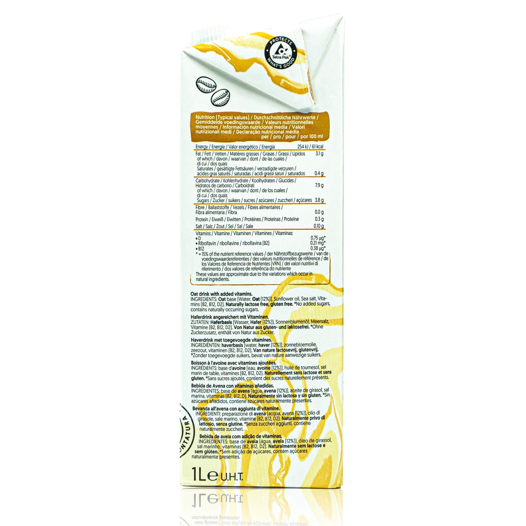 Alpro - 8er Pack Haferdrink Barista for Professionals 1 Liter - Oat Hafer Drink 100 % pflanzlich zum Aufschäumen für Kaffee, Shakes und Smoothies