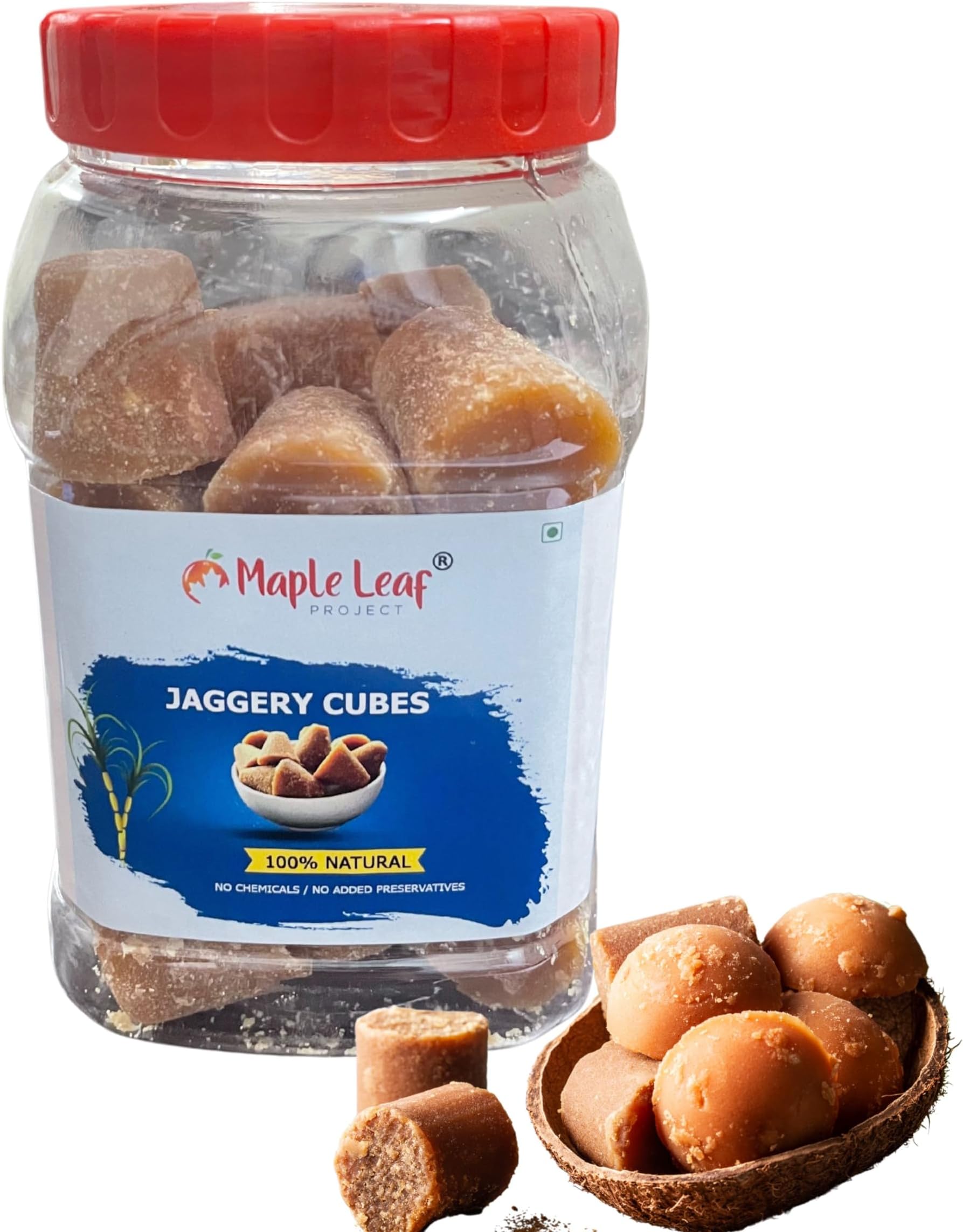 Maple Leaf Project Organic Jaggery cubes 400g Pure Natural desi gud/gur/देसी गुड़ .Chemical free jaggery.
