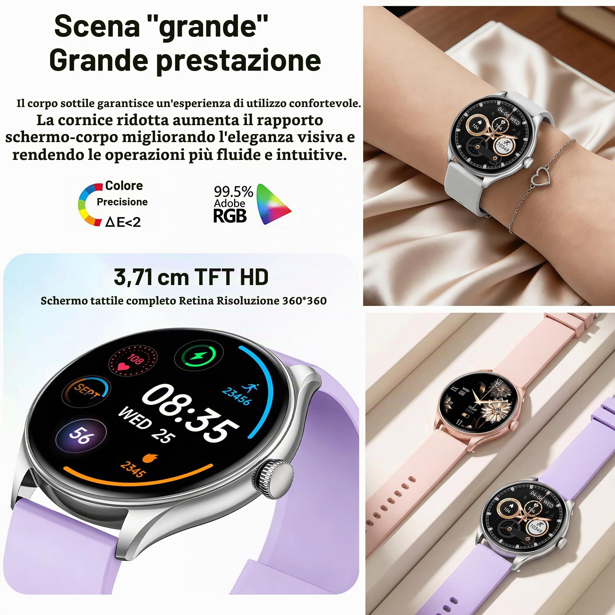 Smartwatch Uomo and Smartwatch Donna Chiamata Bluetooth e Risposta Vivavoce, 100+ Modalità Sport Notifiche Messaggi Orologio Fitness Tracker per Android iOS (Nero)